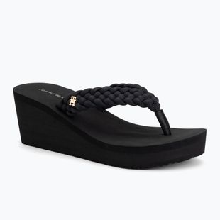 Női flip-flop papucsok Tommy Hilfiger Wedge Braided Summer Sandal black