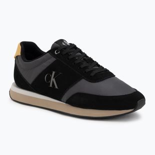 Férfi cipők Calvin Klein HM0HM02212 Retro Runner Bans Leather Suede black/iron gate/amber gold