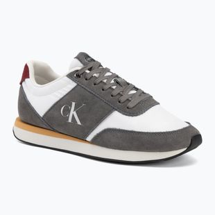 Férfi cipők Calvin Klein HM0HM02212 Retro Runner Bans Leather Suede granite gray/white/rhubarb