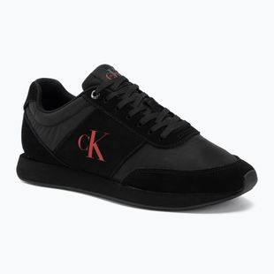 Férfi cipők Calvin Klein HM0HM02212 Retro Runner Bans Leather Suede triple black/adrenaline rush