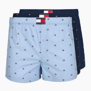 Férfi boxer nadrág Tommy Hilfiger Woven Boxer Print 3 pack chambray flag/carb navy/c navy flag