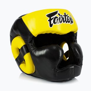Box fejvédő Fairtex Diagonal Vision Sparring Headguard - Full Head Coverage black/yellow