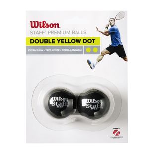 Squash labdák Wilson Staff Squash 2 Ball Dbl Ye Dot fekete WRT617600+