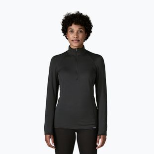 Női Patagonia Cap Thermal Weight Weight Zip Neck pulóver fekete
