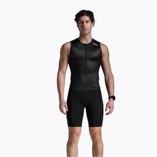 Férfi kerékpáros tank top 2XU Core Tri Tank fekete/fehér