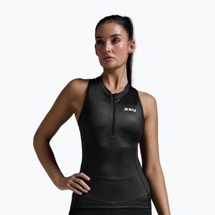 Női kerékpáros tank top 2XU Core Tri Tank fekete/fehér