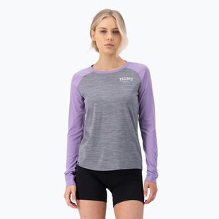 Női termo hosszú ujjú felső Mons Royale Icon Raglan grey heather/ lupin