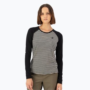 Női hőaktív pulóver Mons Royale Icon Raglan mr stripe/black