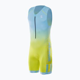 Férfi triatlon ruha Synergy Elite Sleeveless Trisuit mint/yellow