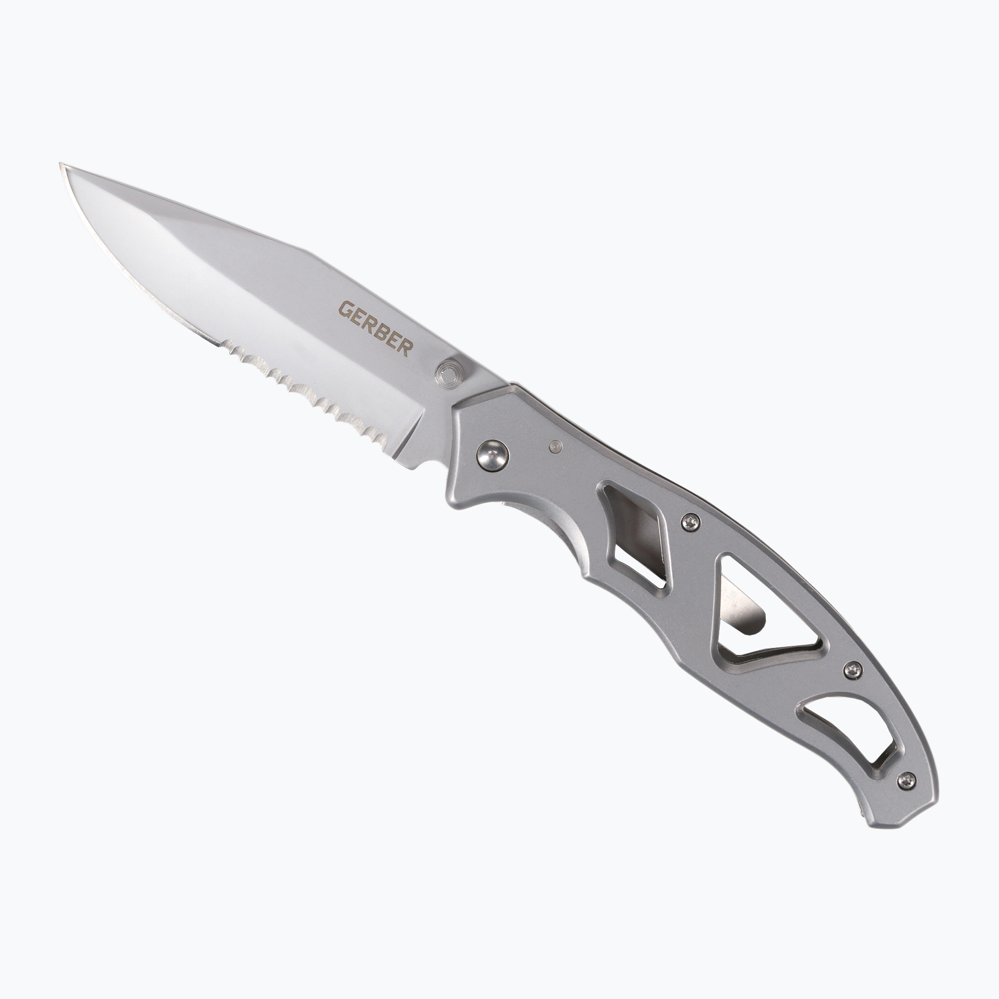 27%-kal olcsóbban.  Gerber Paraframe II Folder Tourist Knife Turista kés fogazott ezüst 31-003619. Méret: OS