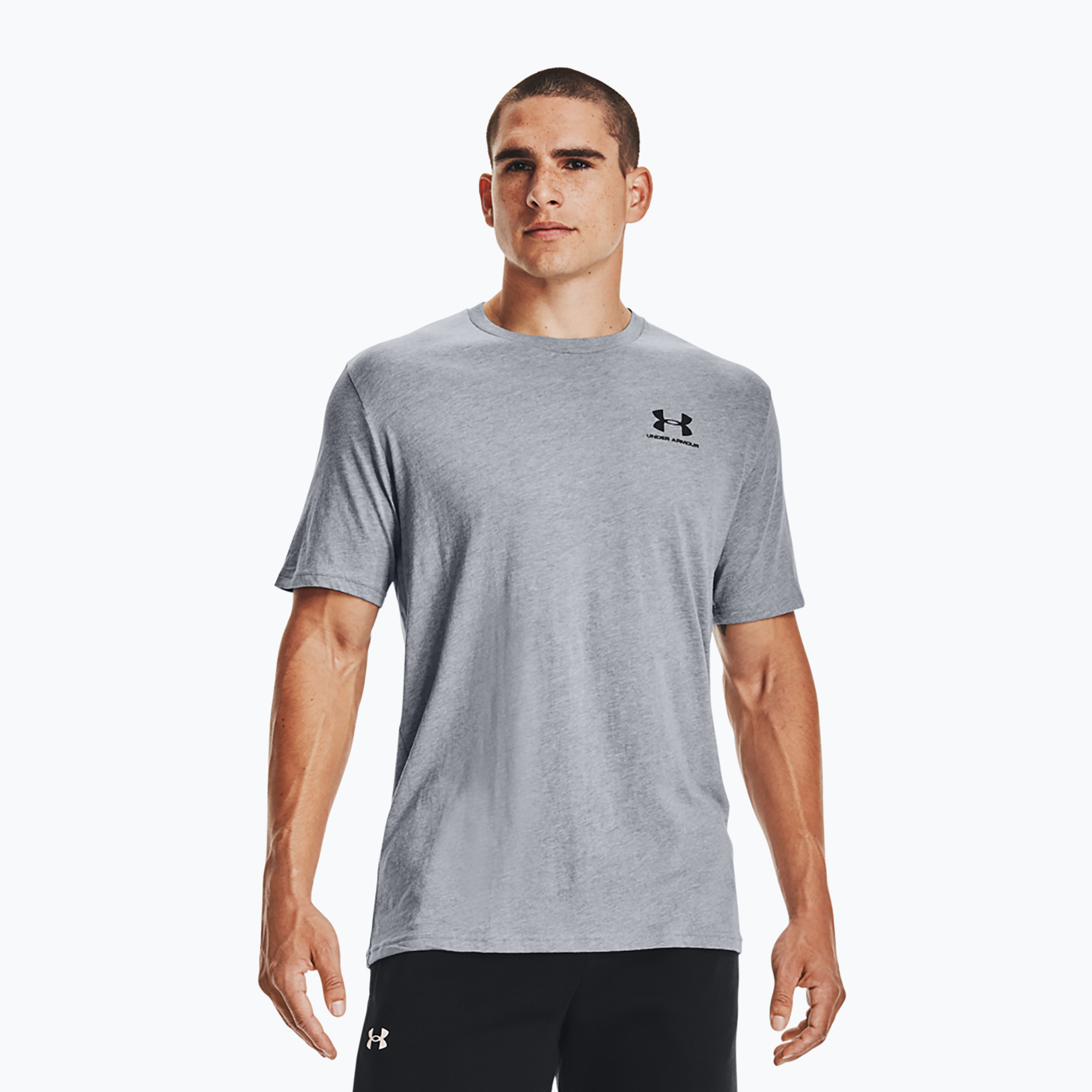 30%-kal olcsóbban.  Férfi Under Armour Sportstyle Left Chest SS steel light heather/fekete edzőpóló