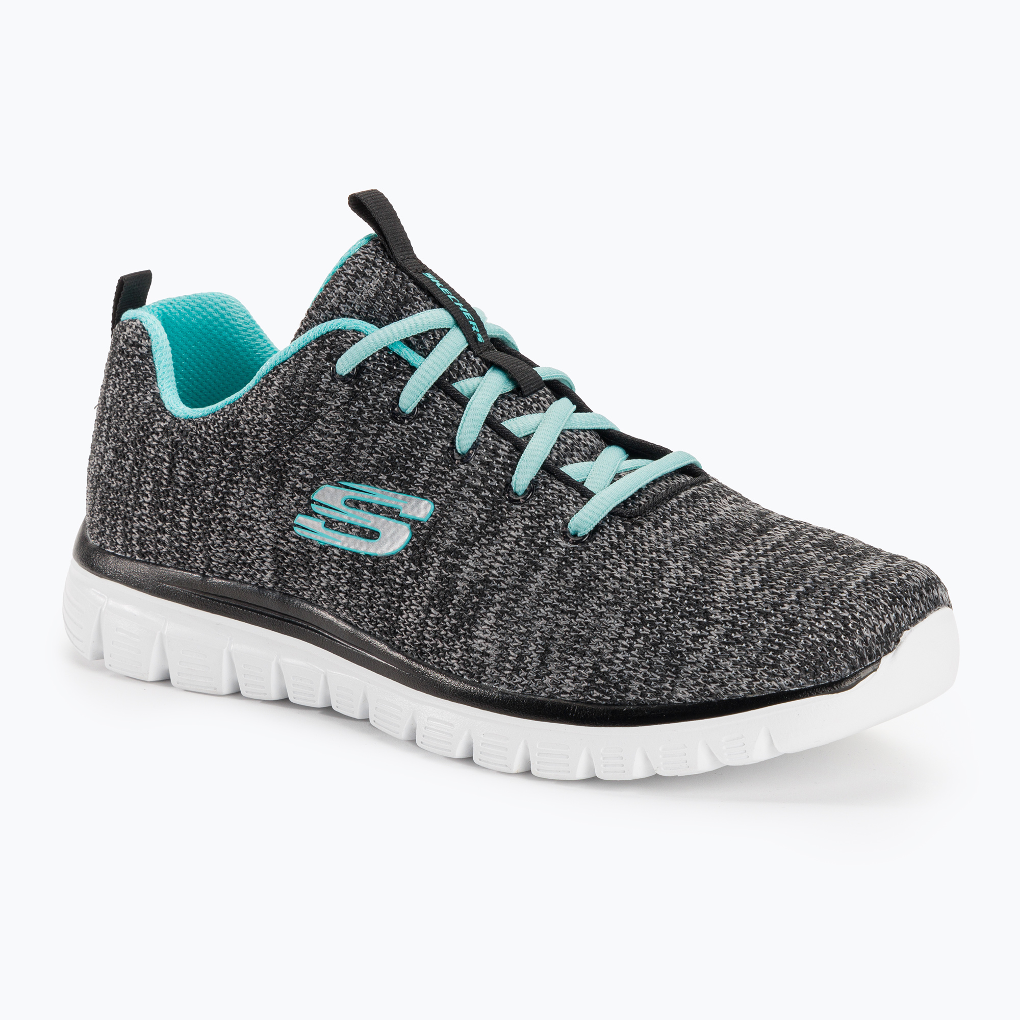 31%-kal olcsóbban.  Női edzőcipő SKECHERS Graceful Twisted Fortune fekete/türkiz színben. Méret: 40 EU