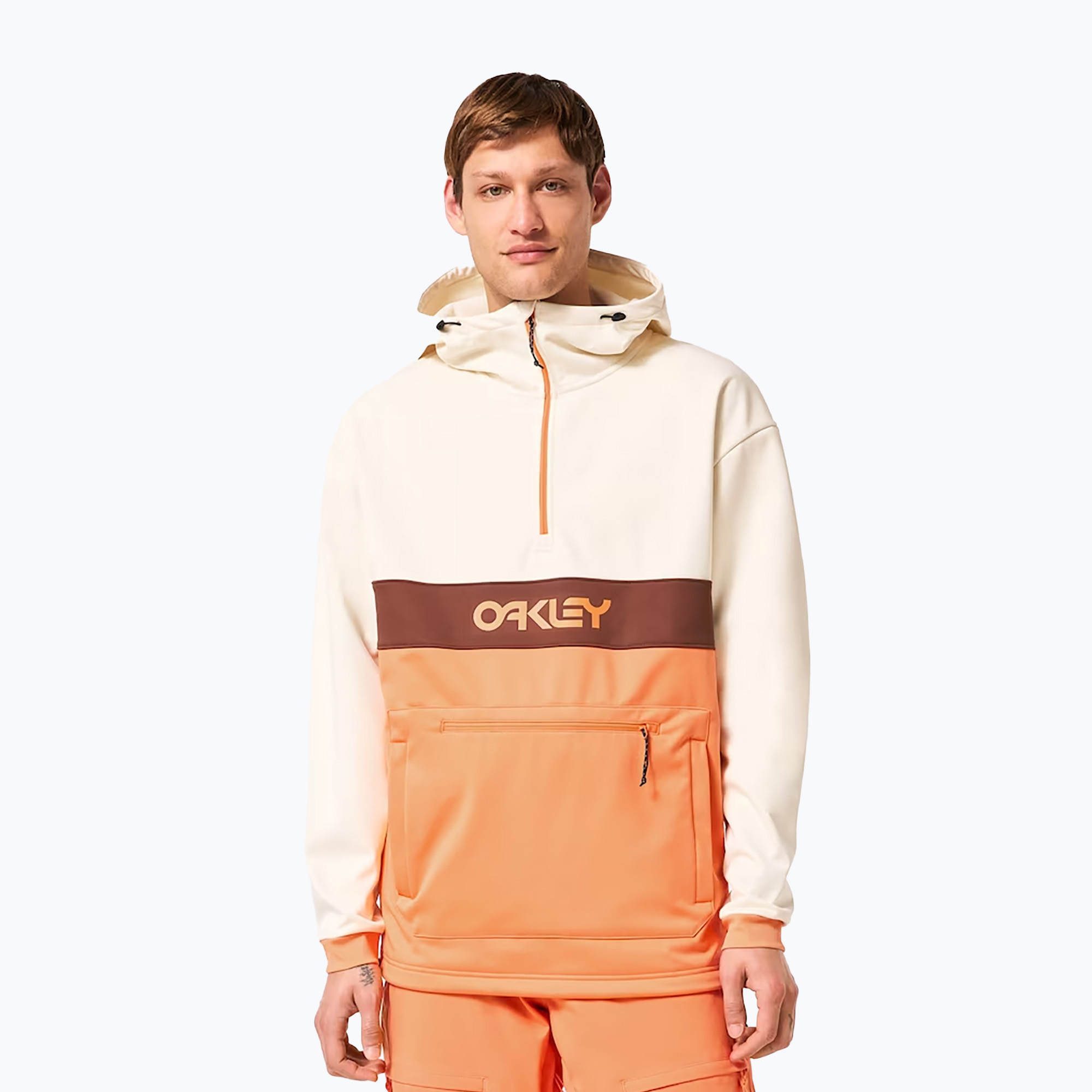 33%-kal olcsóbban.  Férfi Oakley TNP Nose Grab Softshell kapucnis pulóver arctic white/soft orange. Méret: S