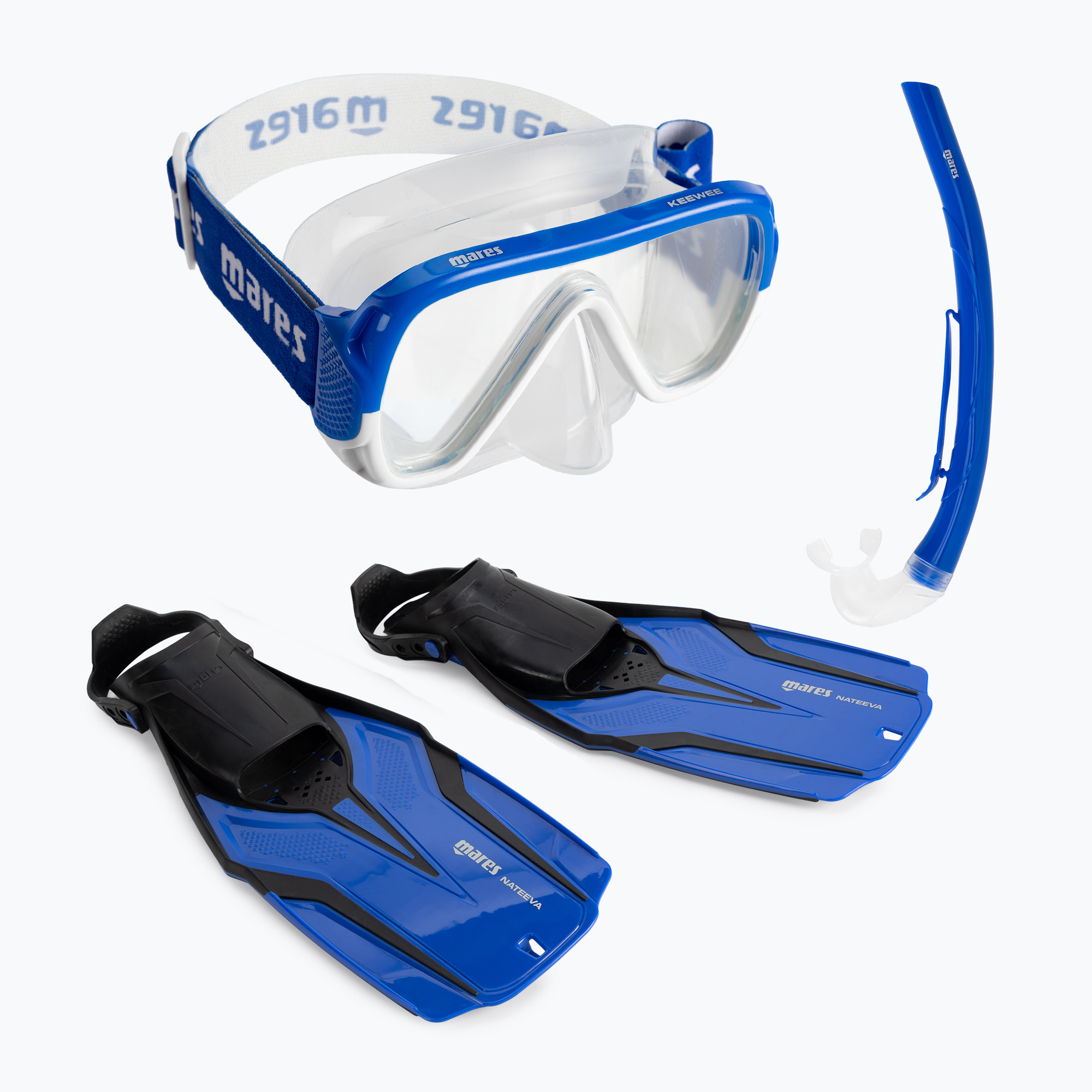 20%-kal olcsóbban.  Mares Nateeva Keewee búvárszett maszk + snorkel + uszony kék 410757. Méret: S-M