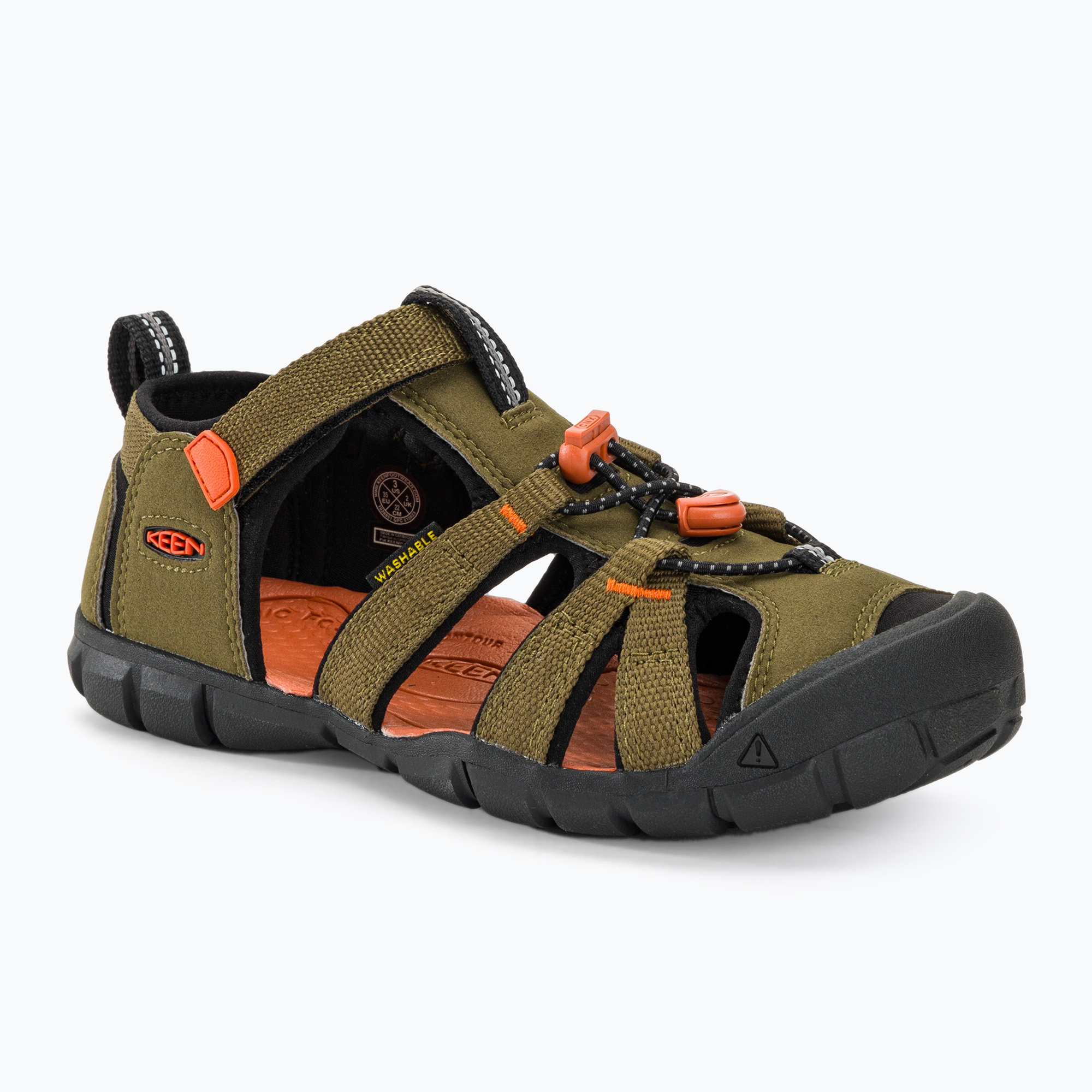 15%-kal olcsóbban.  Junior szandál KEEN Seacamp II CNX dark olive/gold flame. Méret: 36 EU