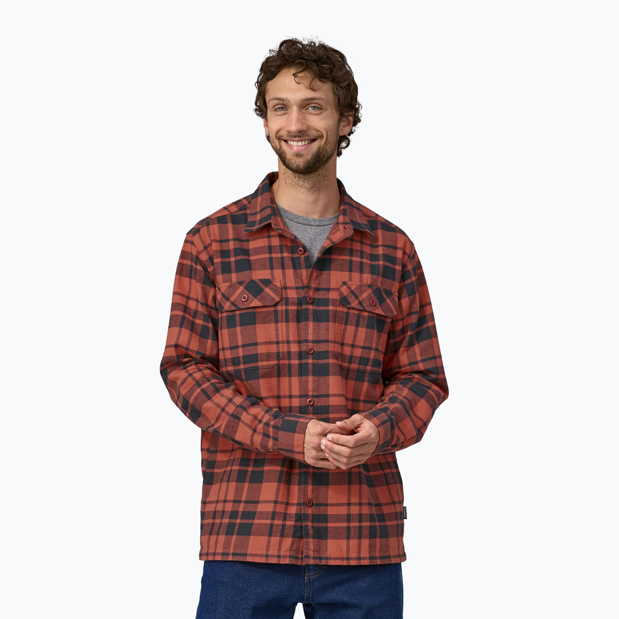 25%-kal olcsóbban.  Férfi póló Patagonia Organic Cotton MW Fjord Flannel ice caps/burl red. Méret: M