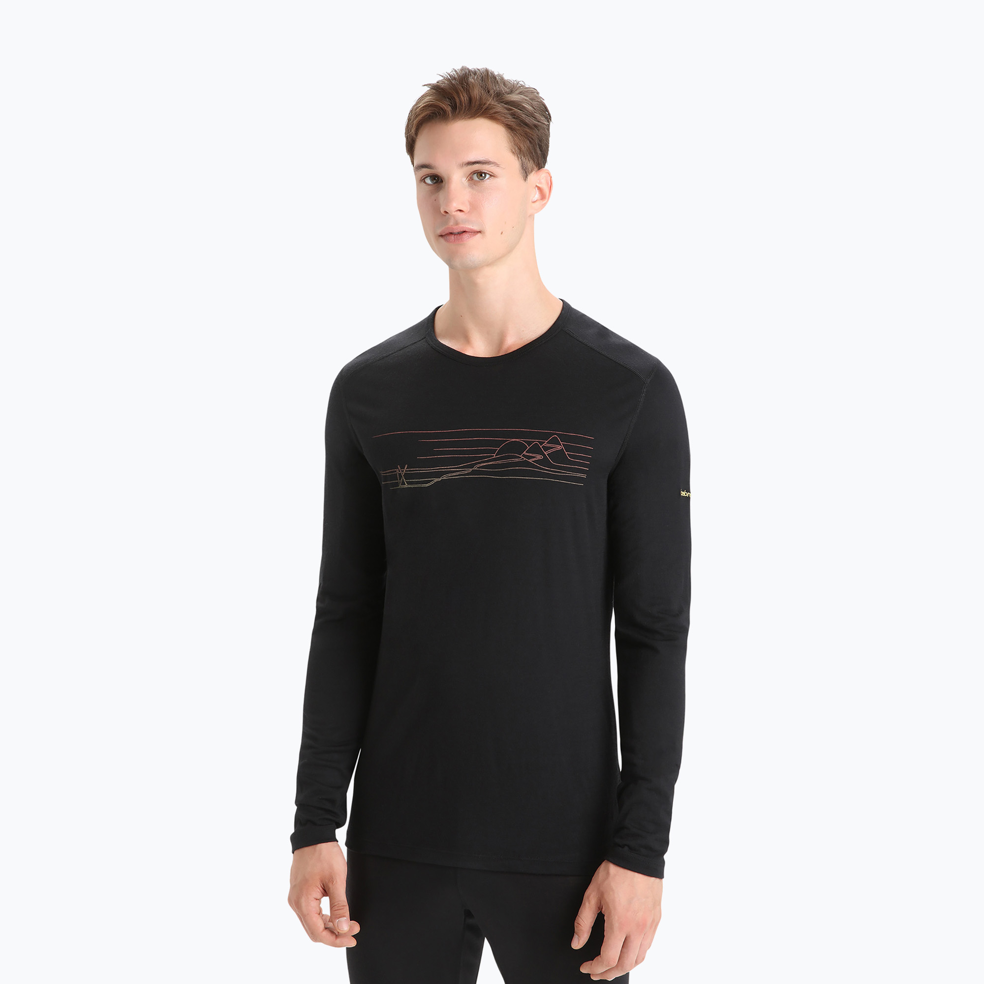 16%-kal olcsóbban.  Férfi Icebreaker 200 Oasis Crewe Crewe Ski Stripes termikus melegítő pulóver fekete. Méret: M