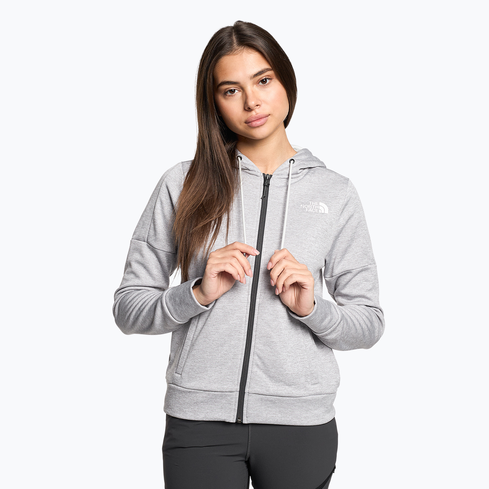 20%-kal olcsóbban.  Női trekking pulóver The North Face Reaxion Fleece F/Z kapucnis pulóver világosszürke heather. Méret: S