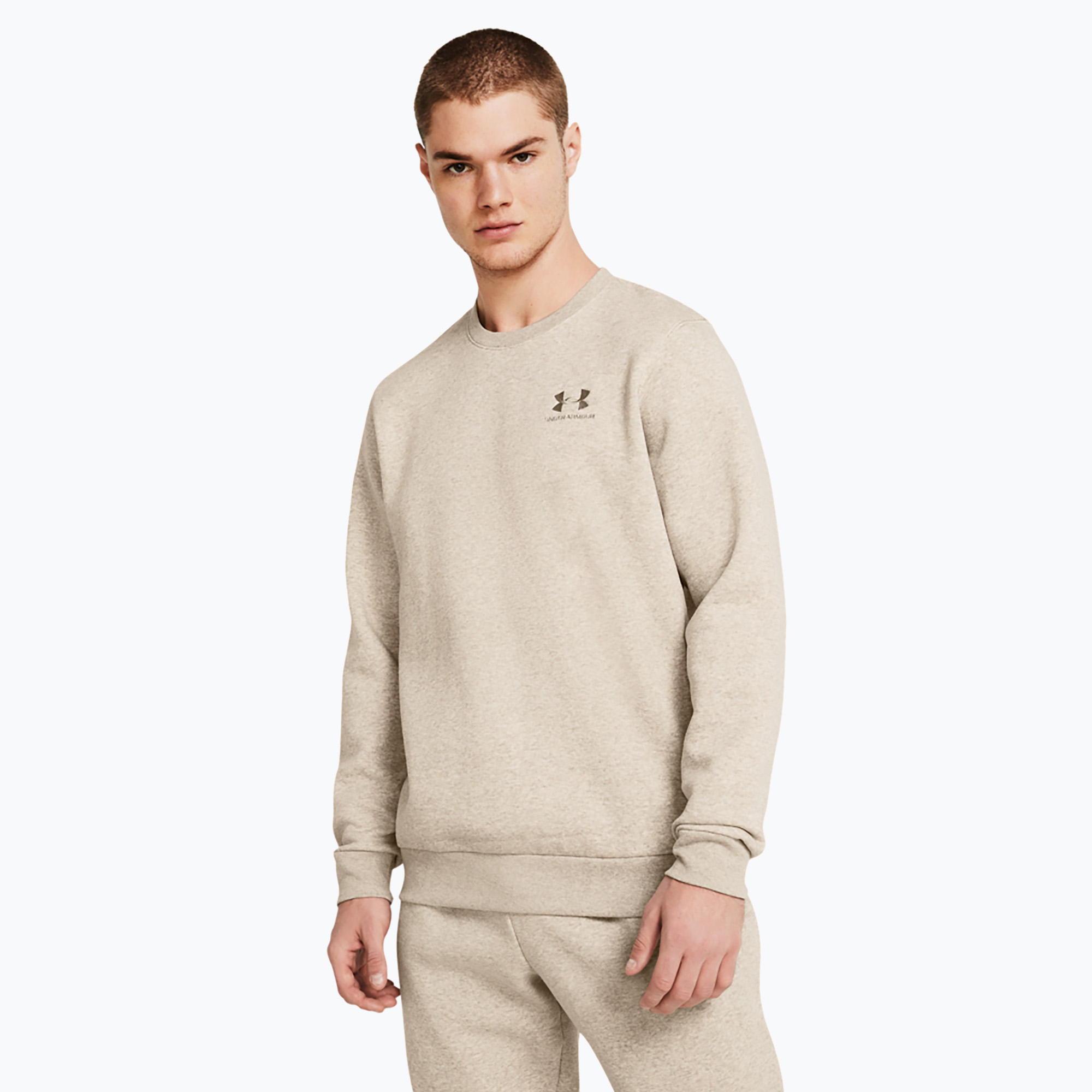 15%-kal olcsóbban.  Férfi melegítőfelső Under Armour Essential Fleece Crew timberwolf taupe light hthr/timberwolf taupe. Méret: S