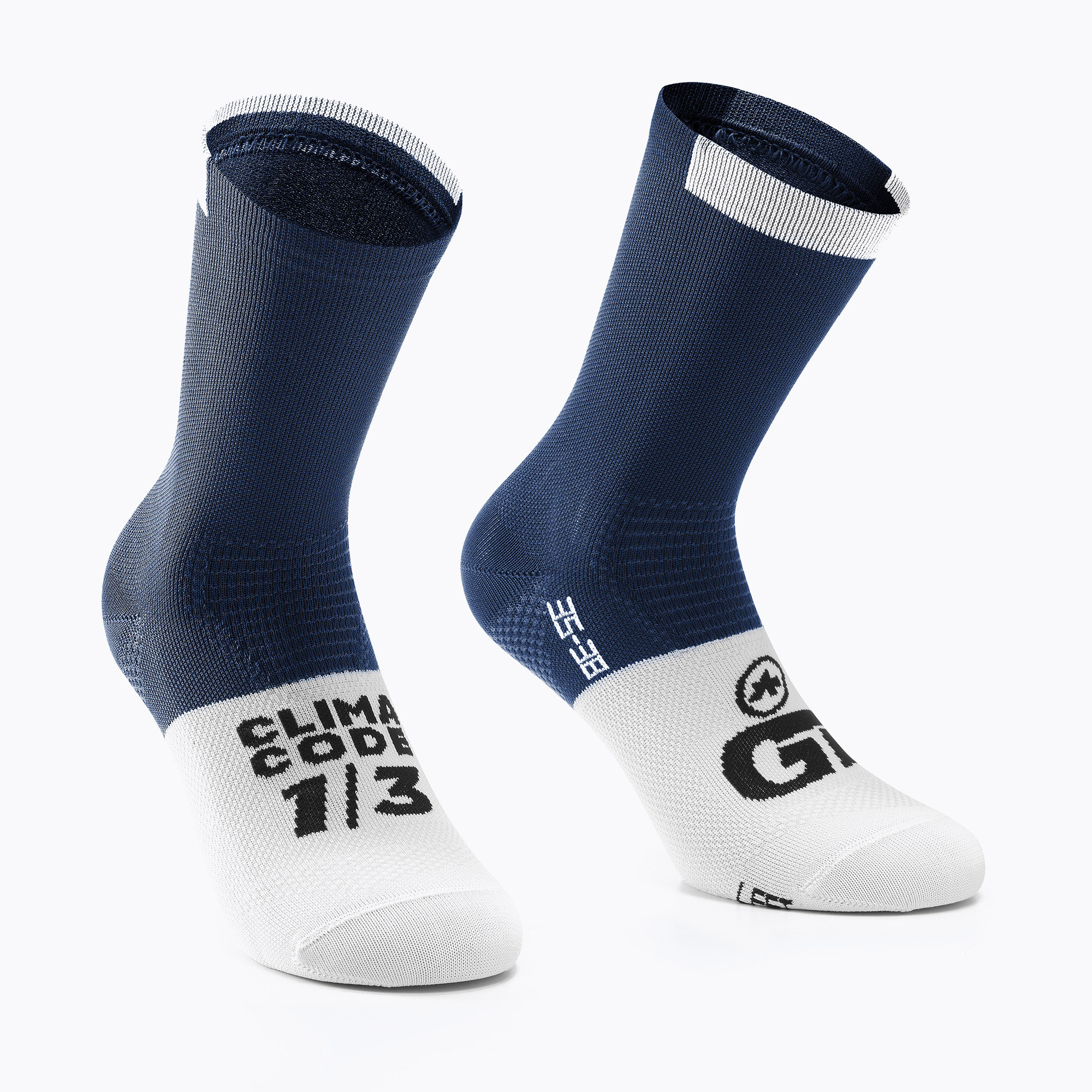 ASSOS GT C2 kék-fehér kerékpáros zokni P13.60.700.2A.0. Méret: 39-42 EU