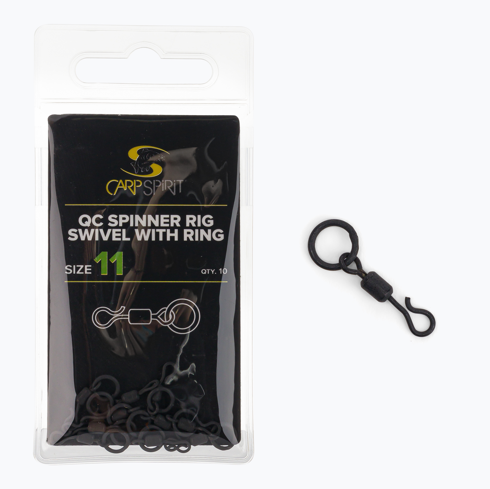Carp Spirit Spinner Rig Swivel + Gyűrű fekete ACS290022. Méret: 11