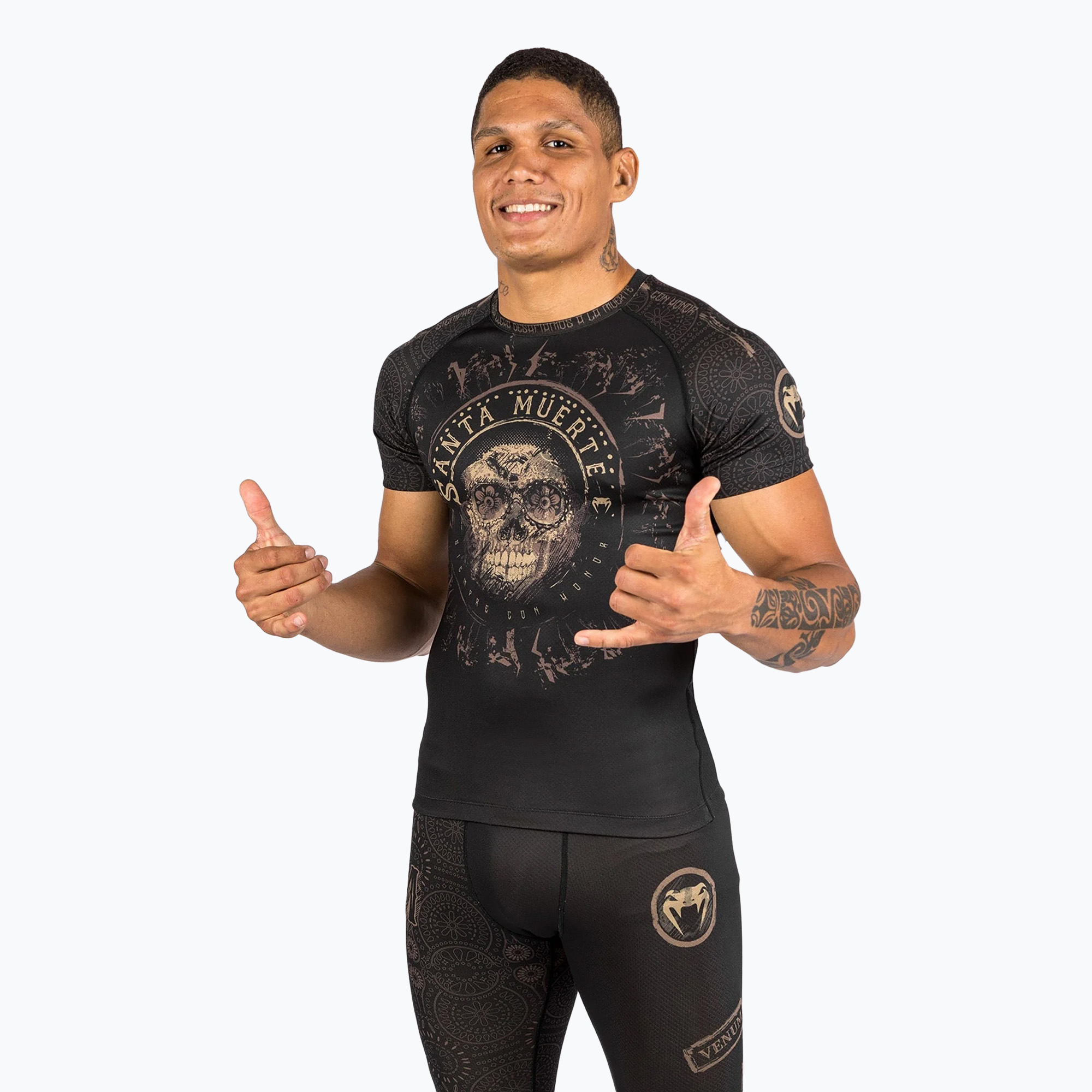 15%-kal olcsóbban.  Férfi Rashguard Venum Santa Muerte Dark Side black/brown. Méret: XL