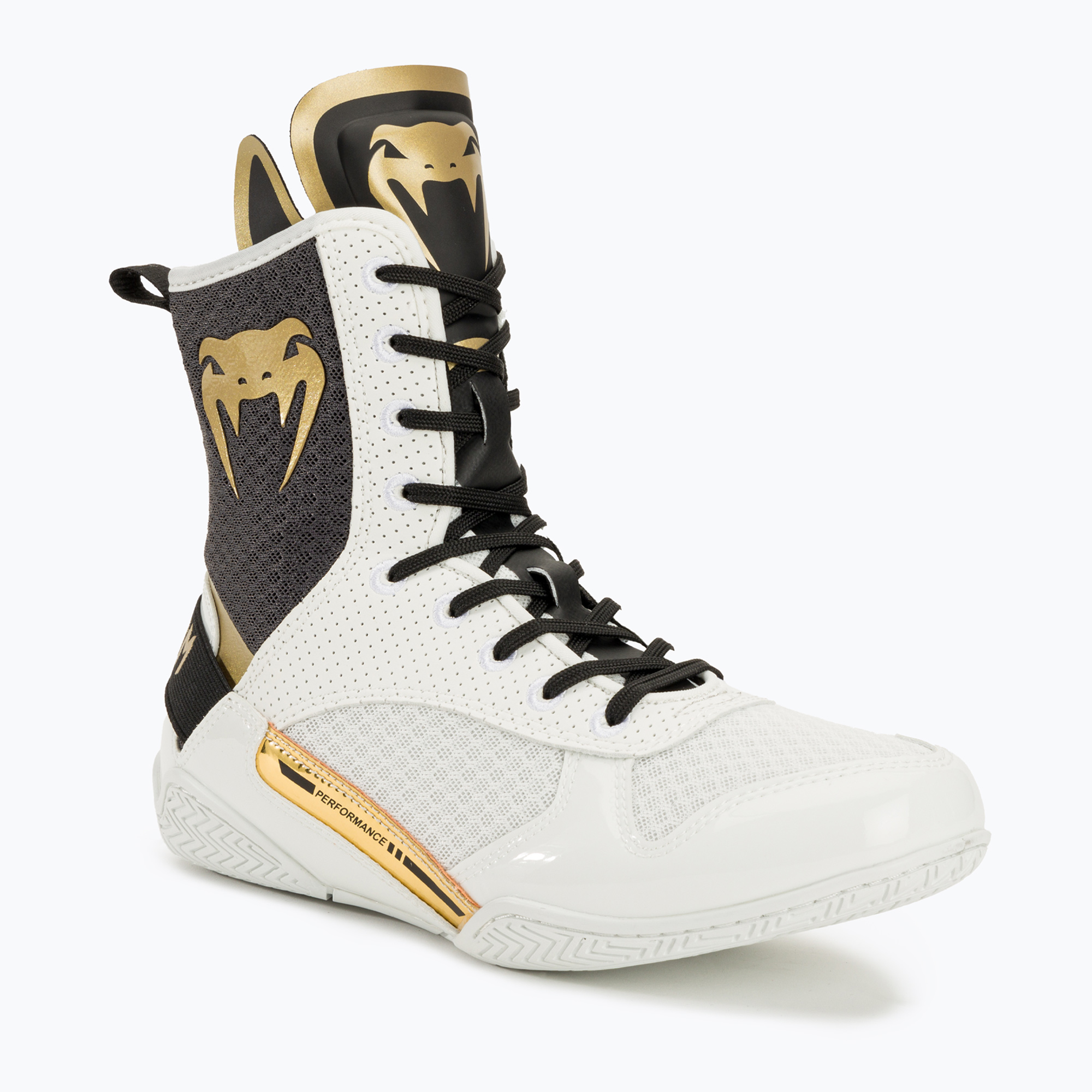 Boksz cipő Venum Elite Boxing white/black/gold. Méret: 41 (8 US)