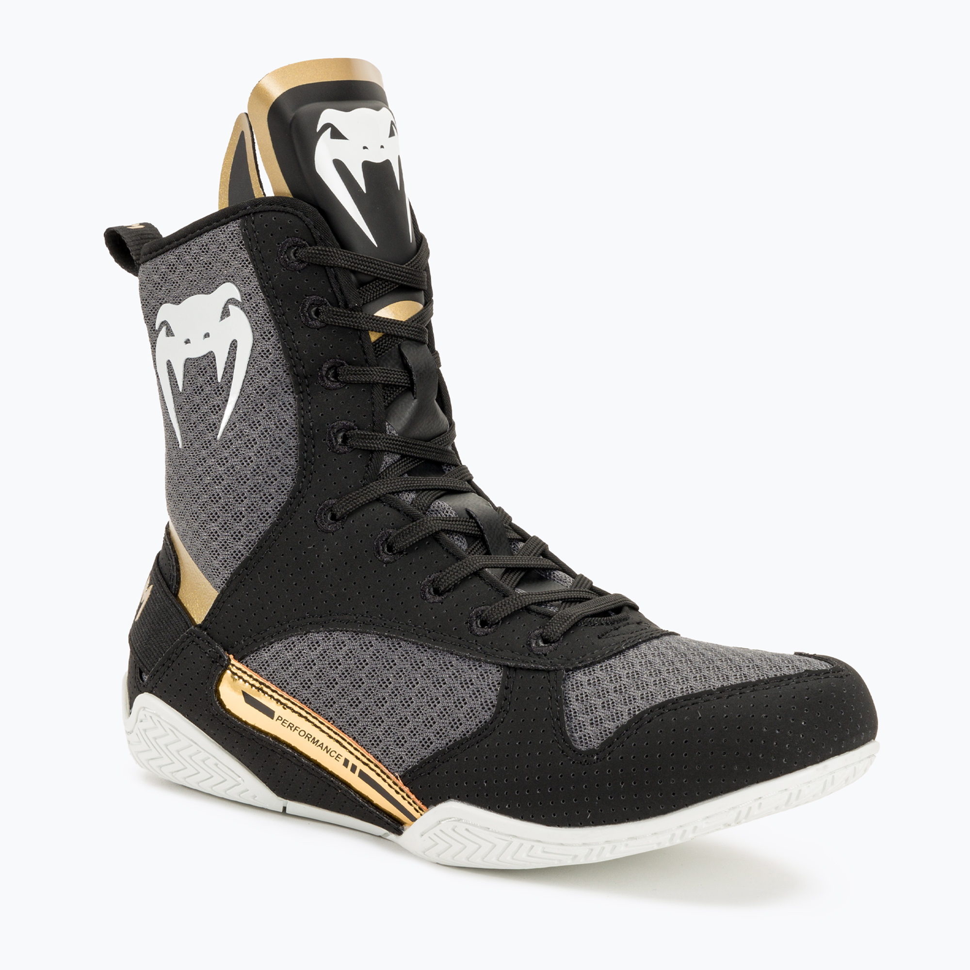 Boksz cipő Venum Elite Boxing black/white/gold. Méret: 45 (12 US)
