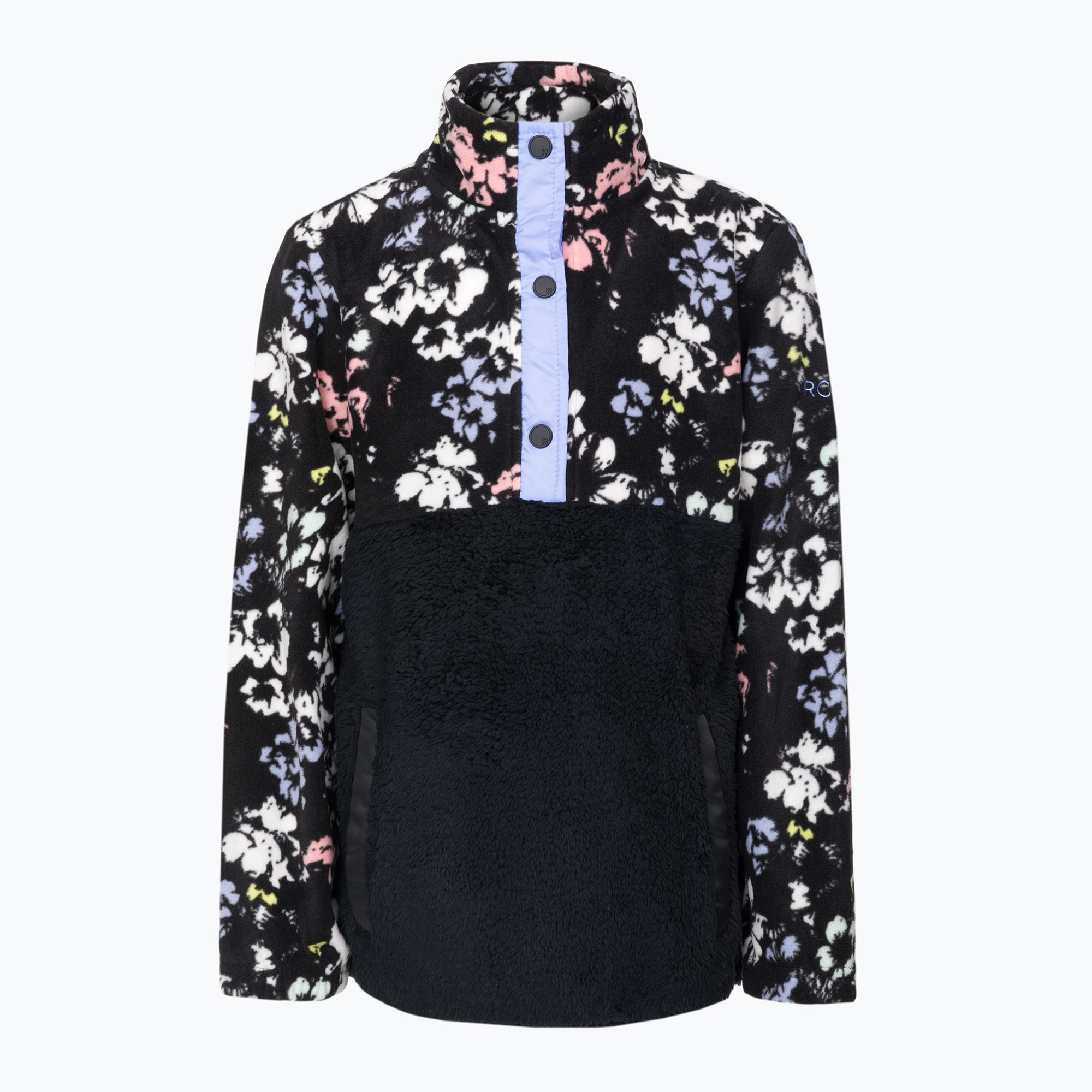 28%-kal olcsóbban.  Gyermek snowboard pulóver ROXY Alabama 2021 true black black flowers. Méret: 14/XL