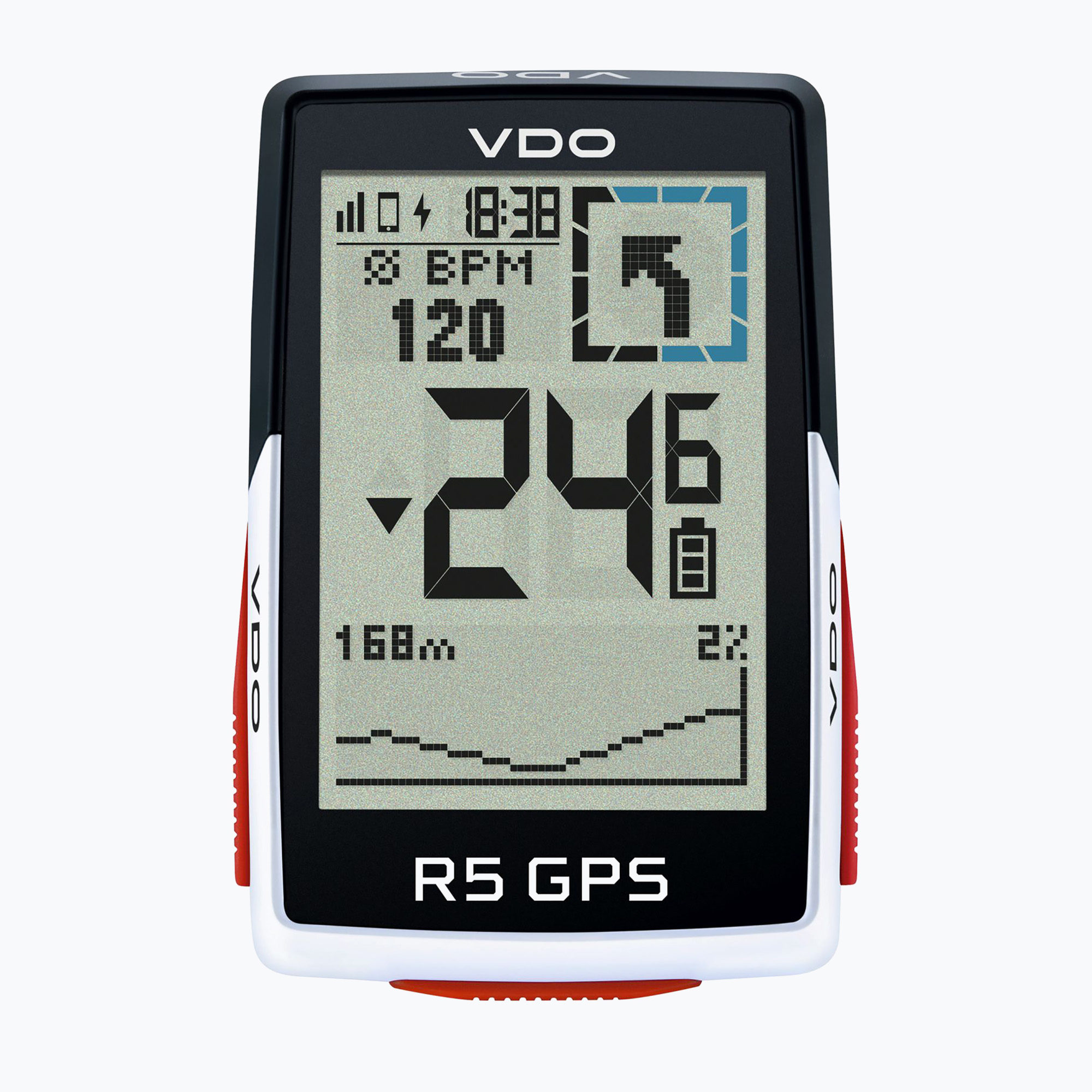 VDO R5 GPS teljes érzékelőkészlet kerékpárszámláló fekete-fehér 64052. Méret: OS