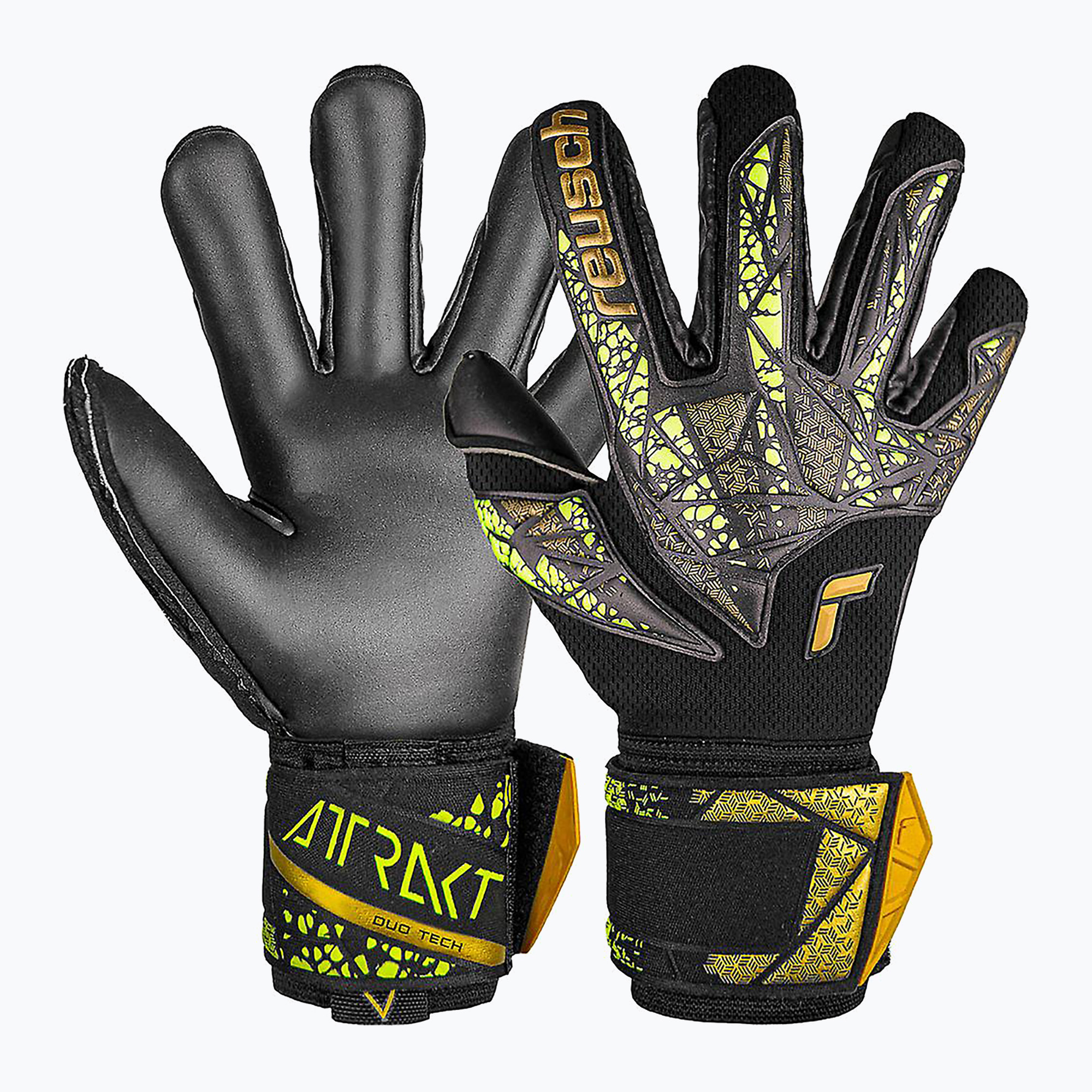 15%-kal olcsóbban.  kapuskesztyű Reusch Attrakt Duo Finger Support black/gold/yellow/black. Méret: 9.5