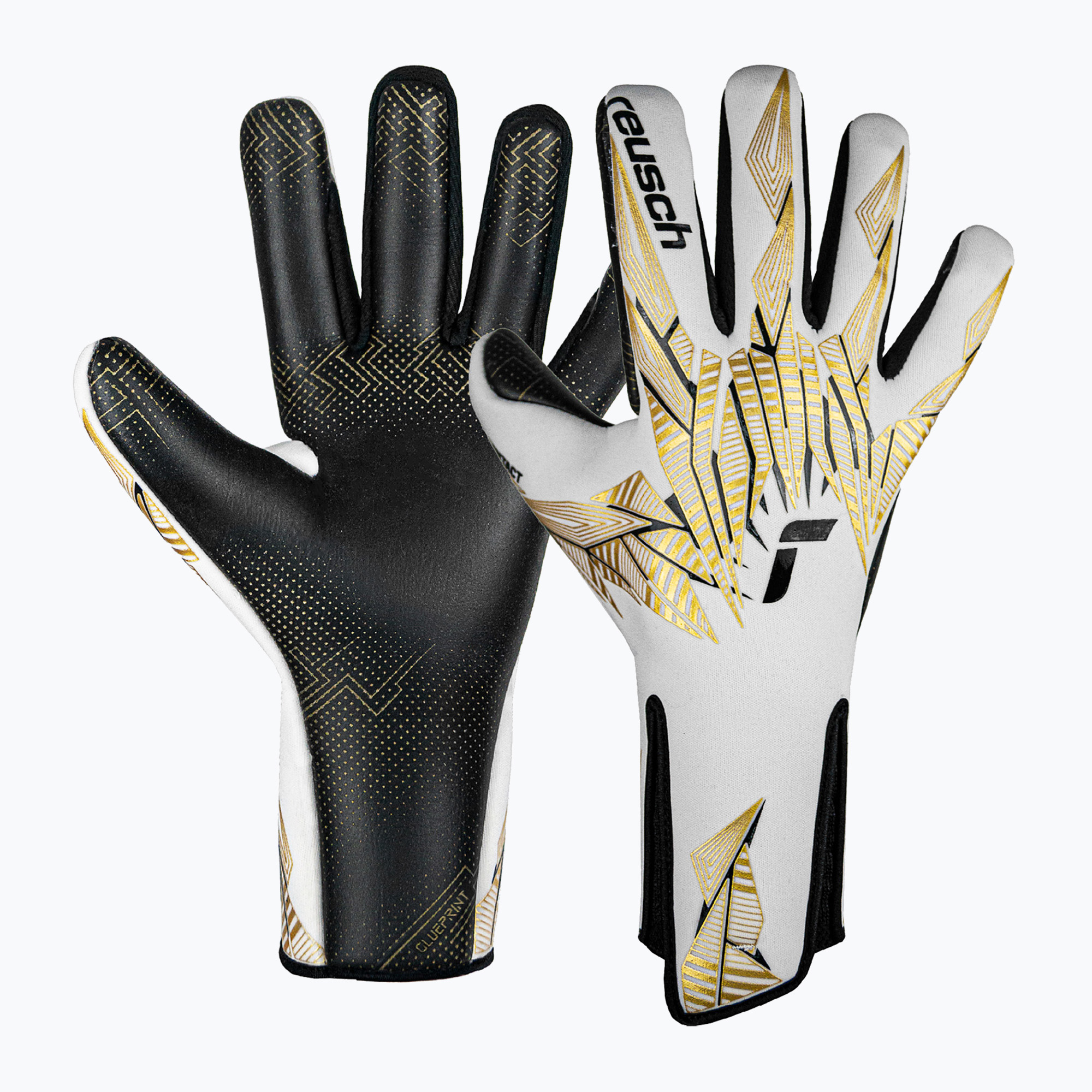 15%-kal olcsóbban.  kapuskesztyű Reusch Pure Contact Gold X GluePrint Strapless white/gold/black. Méret: 10.5