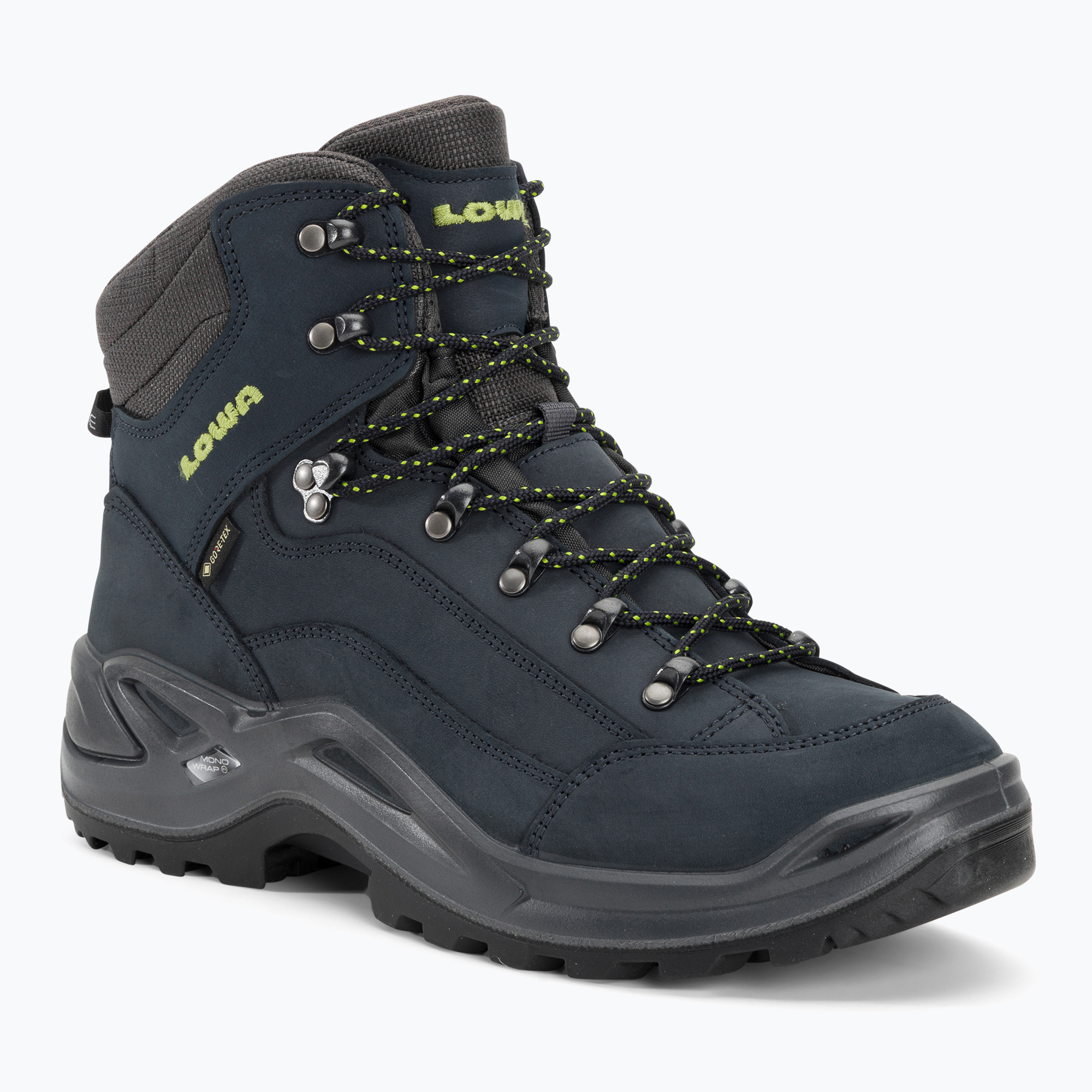 24%-kal olcsóbban.  Cipő LOWA Renegade GTX Mid dunkelelblau/limone. Méret: 46 EU