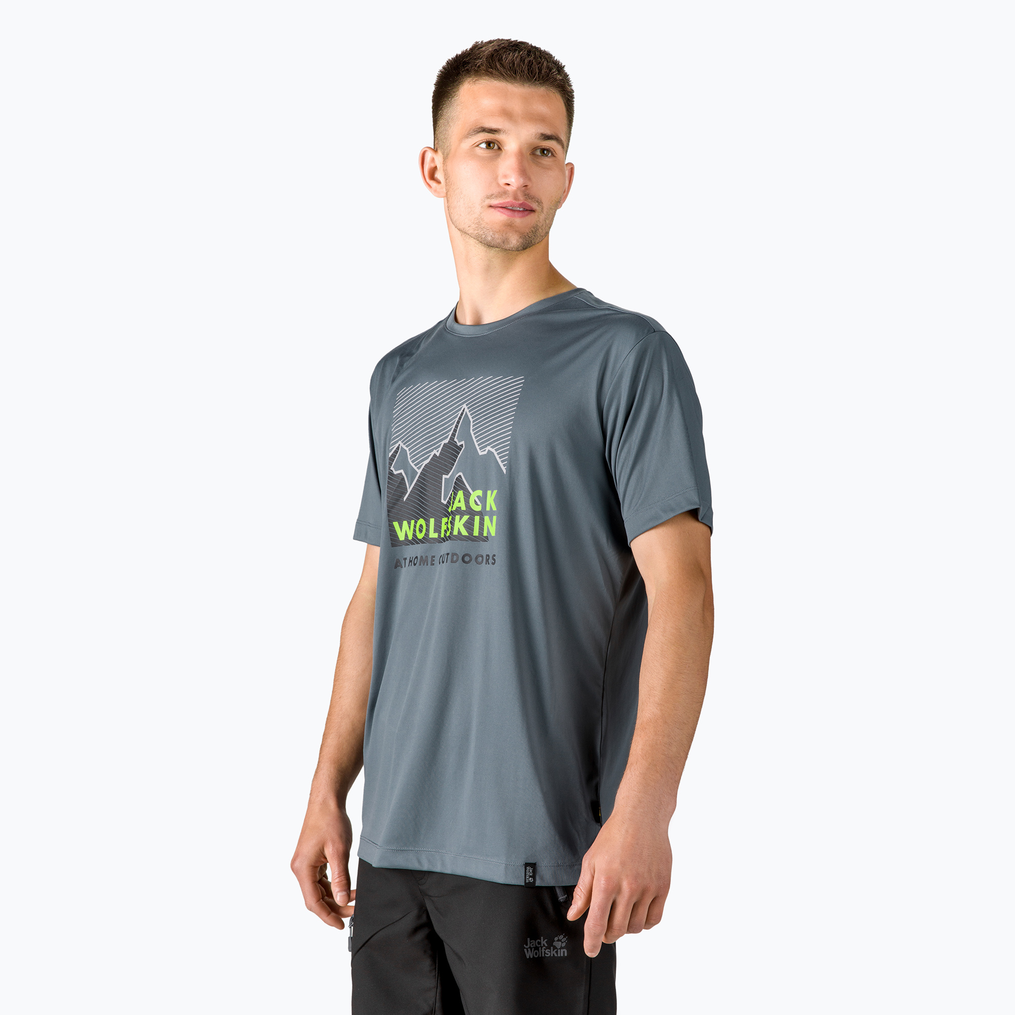 28%-kal olcsóbban.  Férfi Jack Wolfskin Peak Graphic póló szürke 1807182_6098_002. Méret: S