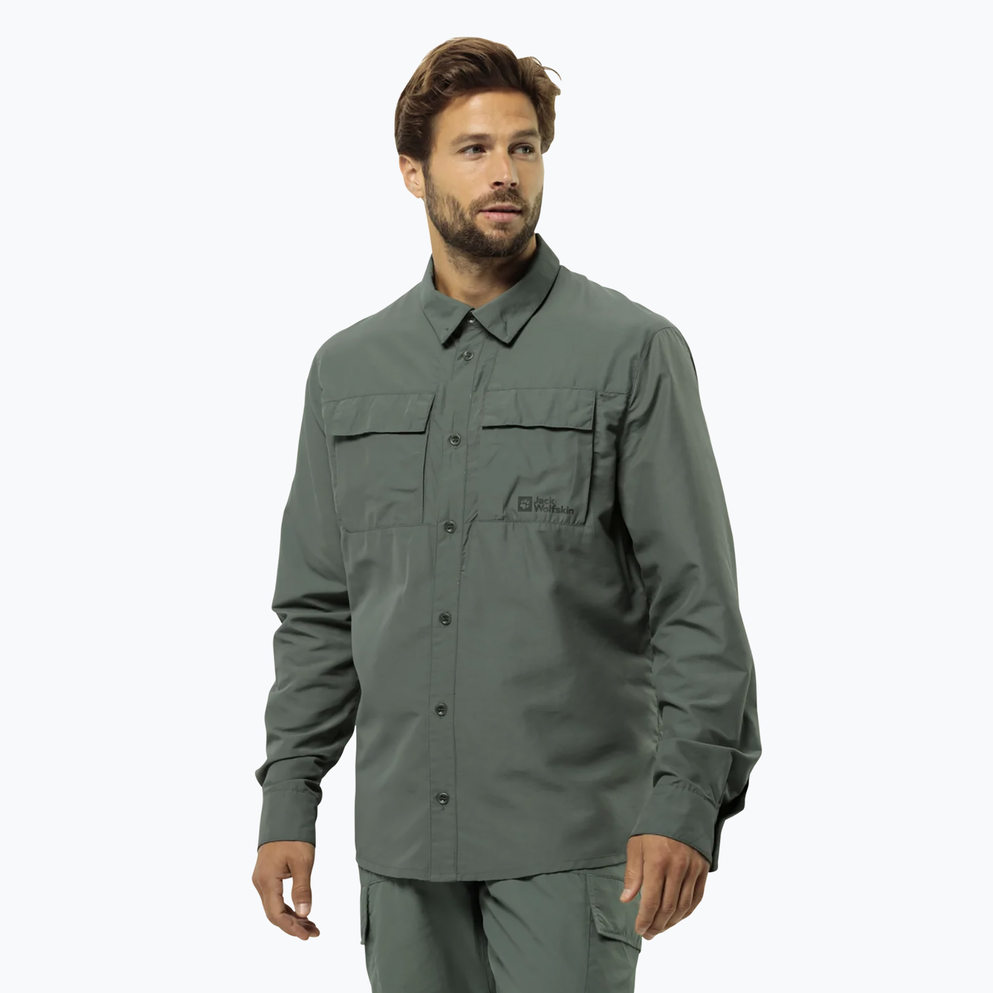 Jack Wolfskin Barrier L/S hedge zöld férfi trekking póló. Méret: XL