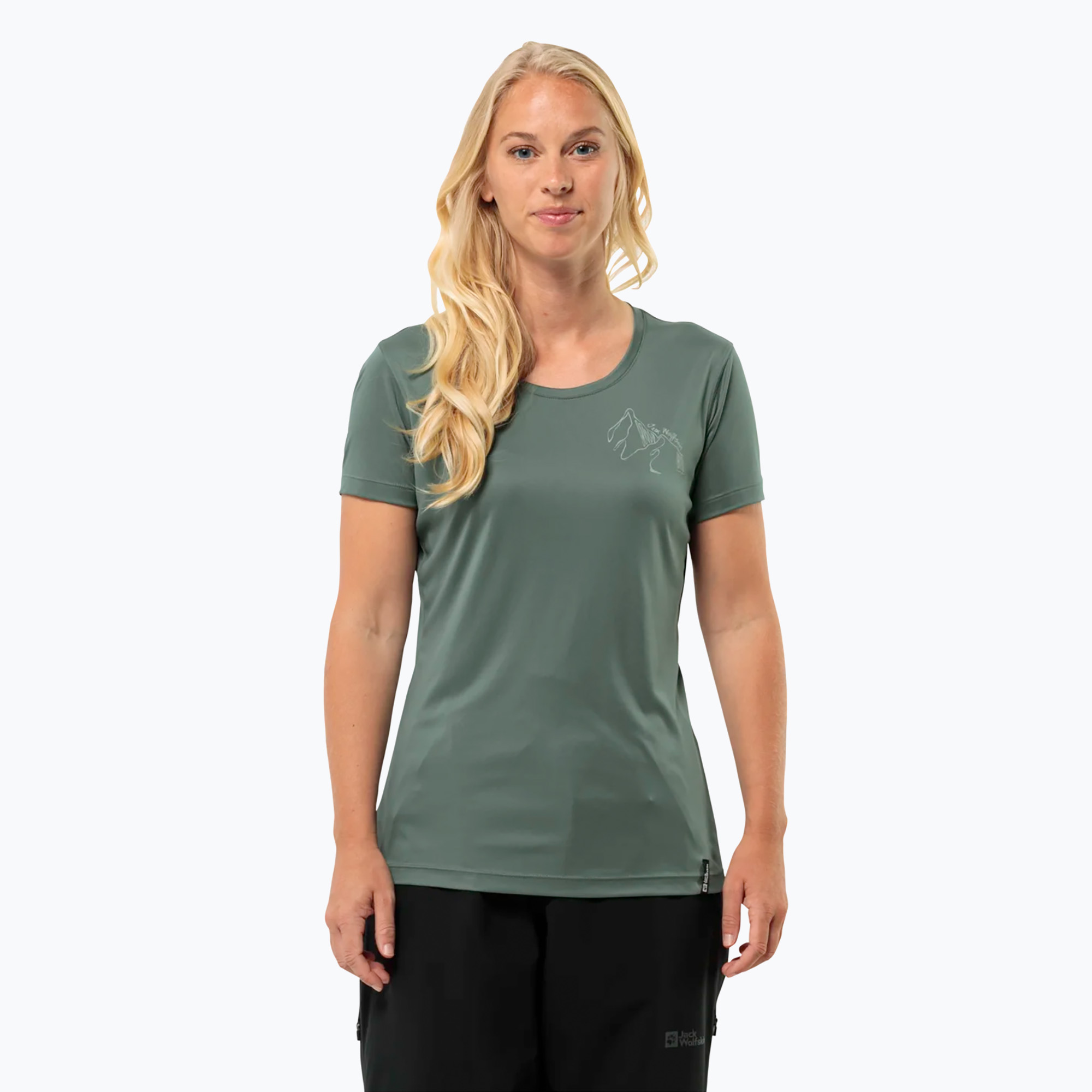 15%-kal olcsóbban.  női trekking póló Jack Wolfskin Peak Graphic hedge green. Méret: S