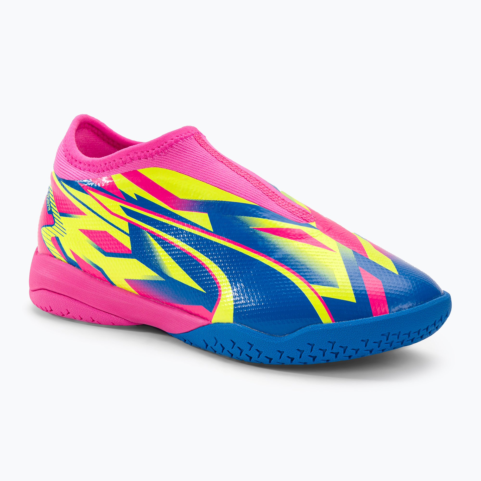 37%-kal olcsóbban.  PUMA Ultra Match LL Energy IT+Mid Jr gyermek focicipő világító rózsaszín/ultrakék/sárga figyelmeztetés. Méret: 37.5 (4.5 UK)