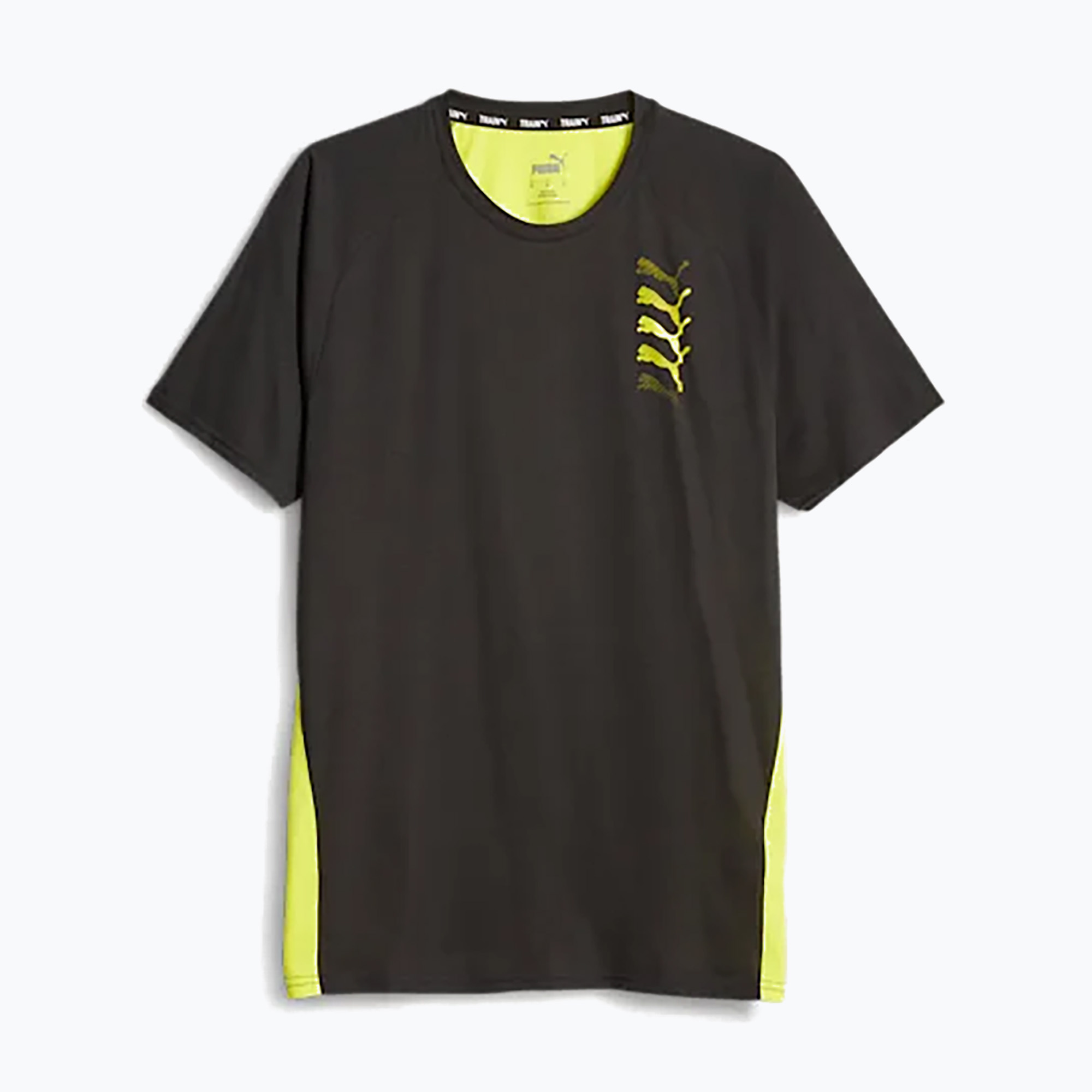 35%-kal olcsóbban.  Férfi edzőpóló PUMA Fit Triblend Ultrabreathe puma fekete/sárga burst. Méret: L