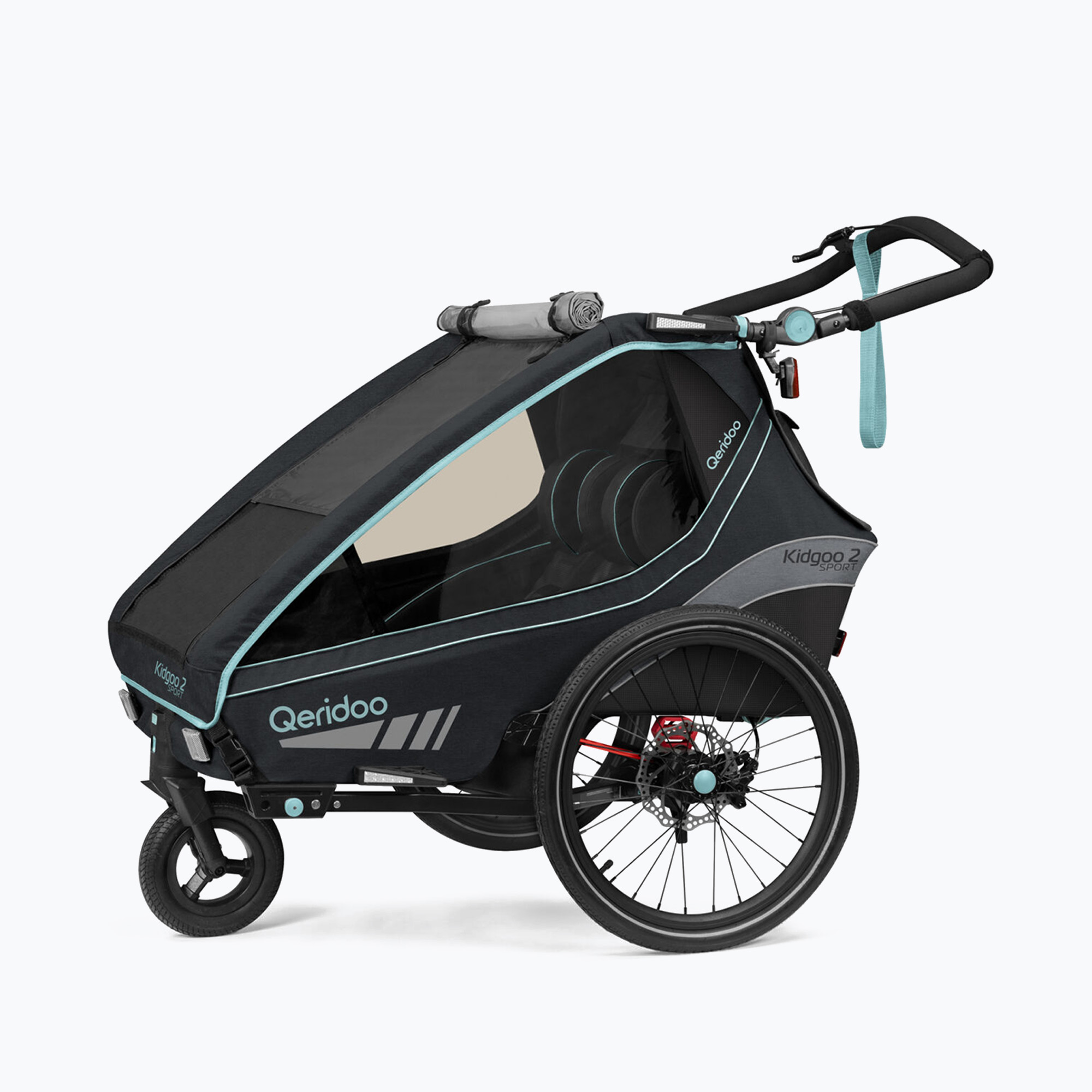 Qeridoo Kidgoo 2 Sport kétüléses kerékpár utánfutó fekete Q-KGS2-22-AB. Méret: OS