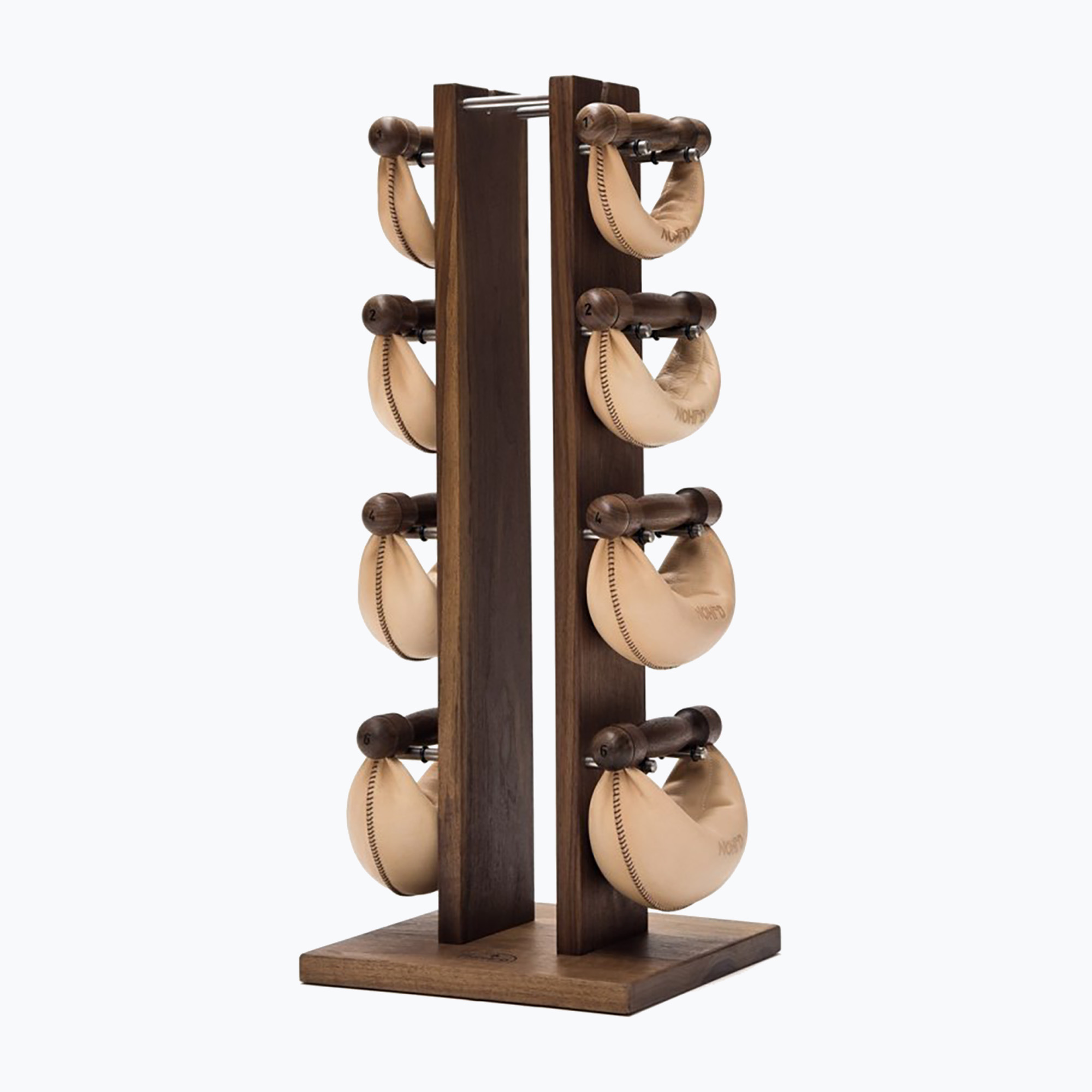 NOHrD SwingBell súlyzók állvánnyal Tower Classic Nature diófa 2-8 kg. Méret: OS