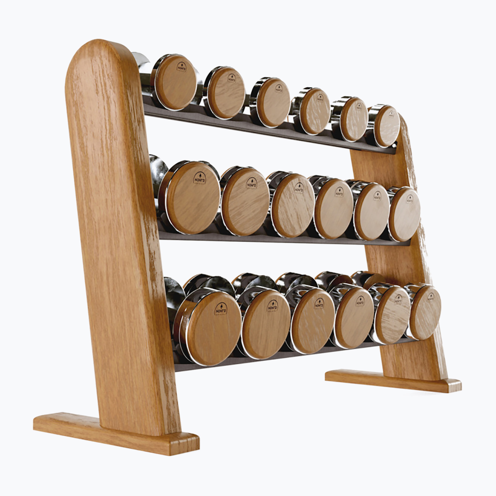 NOHrD DumbBell súlyzók Oxbridge állvánnyal Cherry 5-25kg. Méret: OS