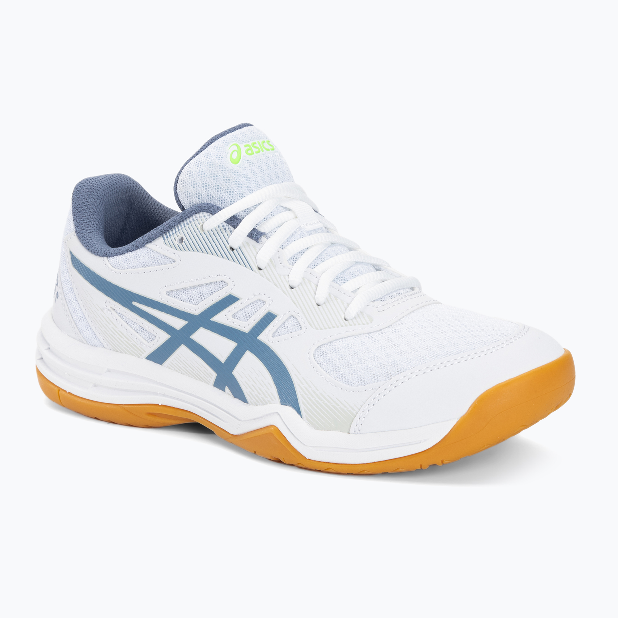 Férfi röplabdacipő ASICS Upcourt 5 white/denim blue. Méret: 44 EU
