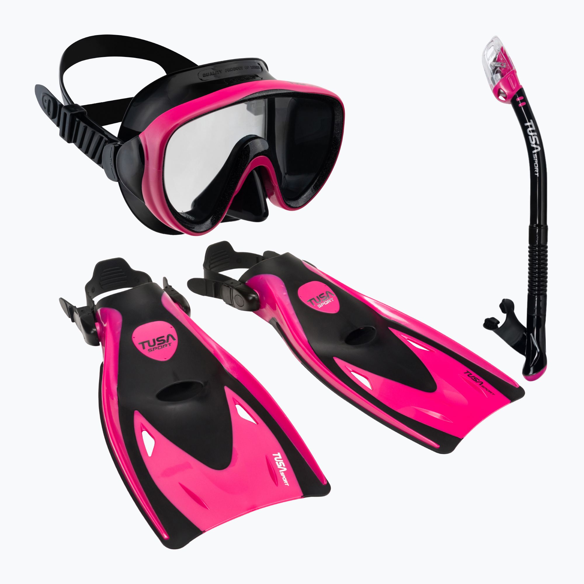TUSA búvárszett maszk + snorkel + uszony rózsaszín UP-1521. Méret: M