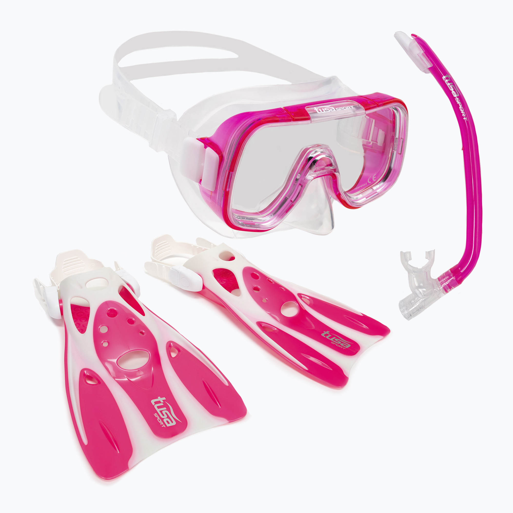 TUSA búvárszett maszk + snorkel + uszony rózsaszín UP-0201. Méret: S