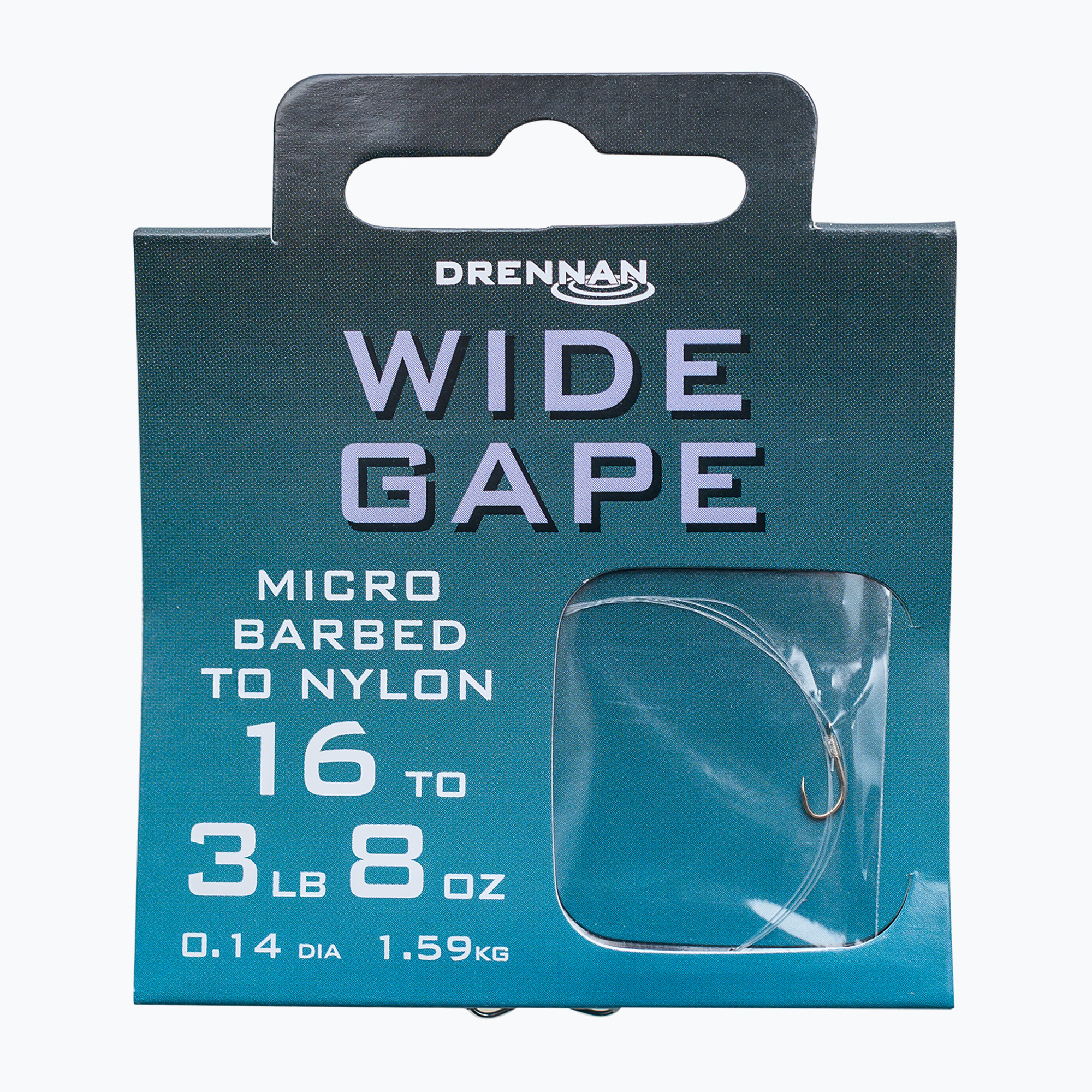 Drennan Wide Gape methode leader mikro horog + zsinór 8 db átlátszó HNWDGM018. Méret: 18 / 0.13 mm