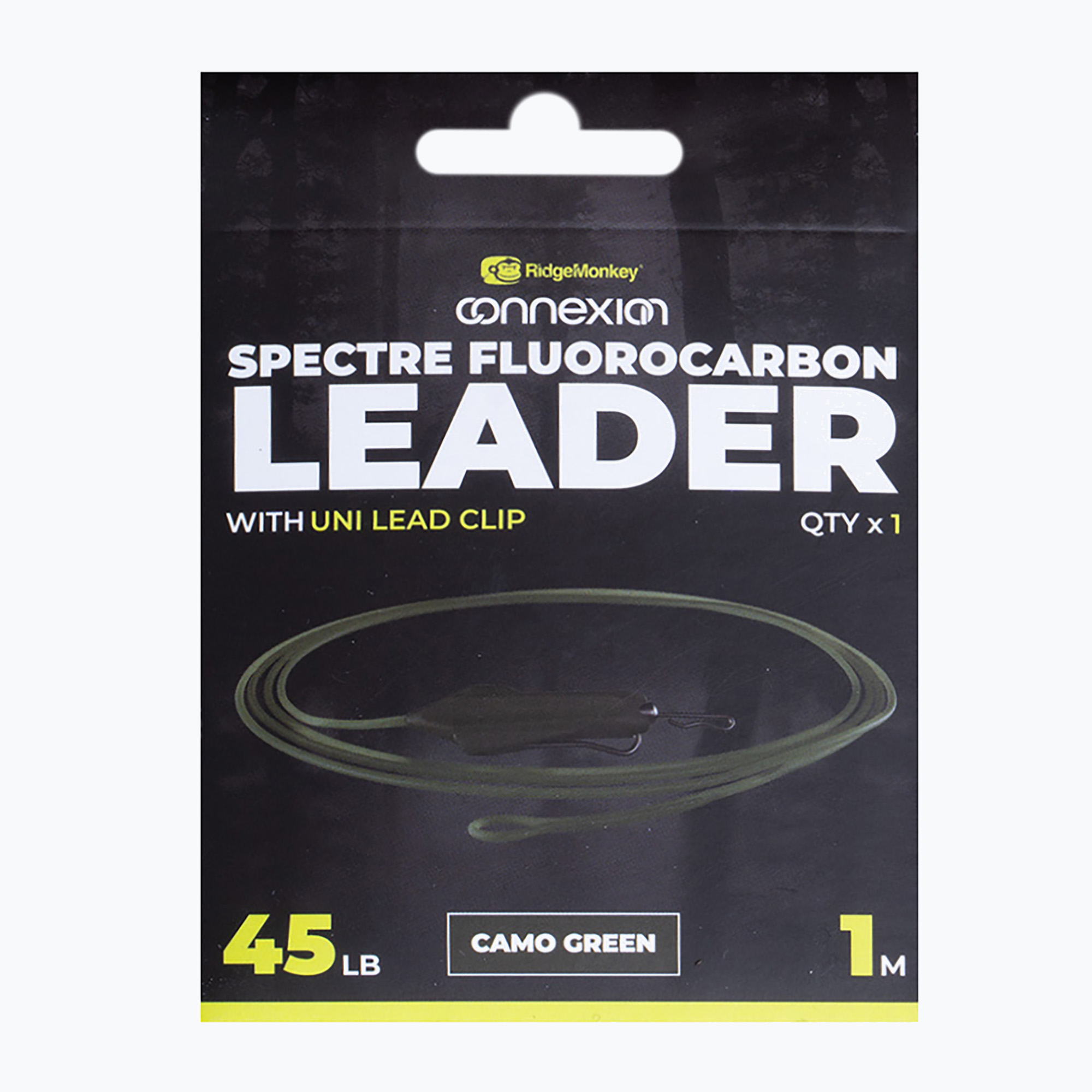 Ridgemonkey Spectre Fluorocarbon Uni Lead Clip Leader terepszínű zöld. Méret: OS