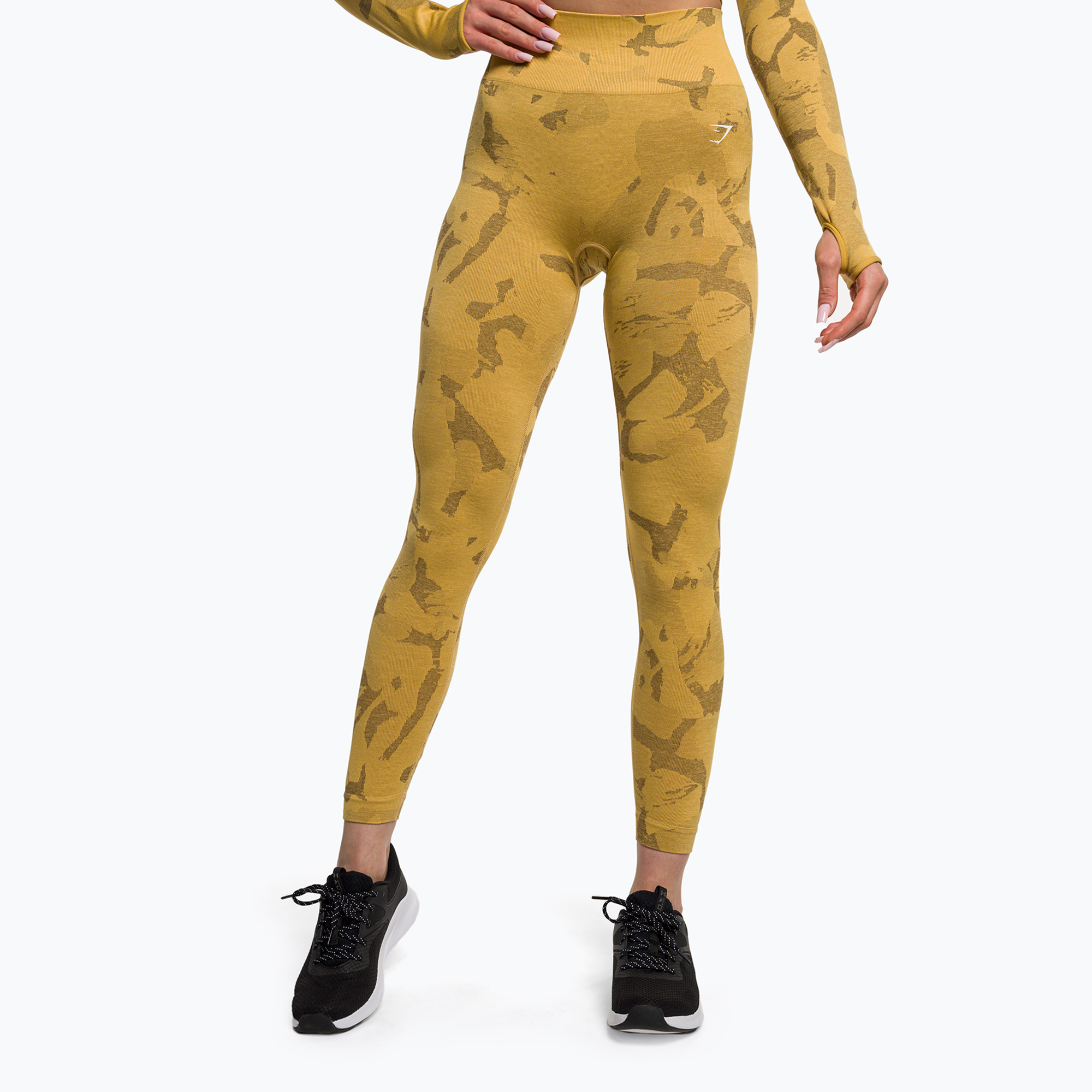 28%-kal olcsóbban.  Női edző leggings Gymshark Adapt Camo Savanna Seamless sárga/fehér. Méret: M