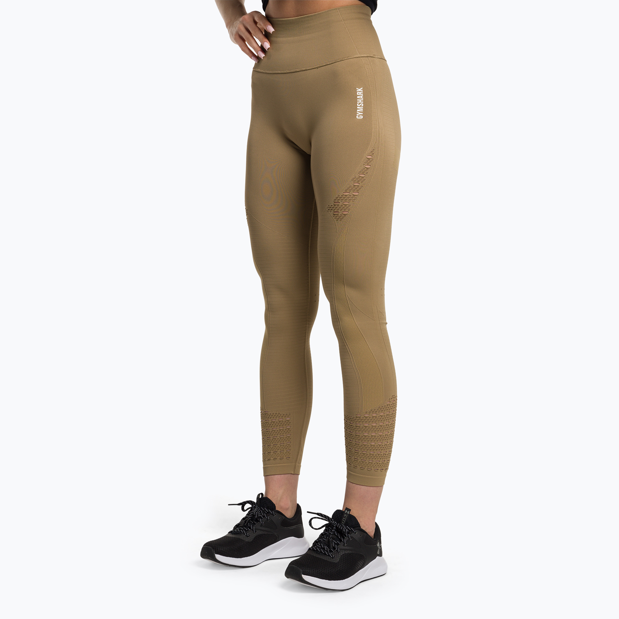 30%-kal olcsóbban.  Női edző leggings Gymshark Energy Seamless biscotti barna/fehér. Méret: S