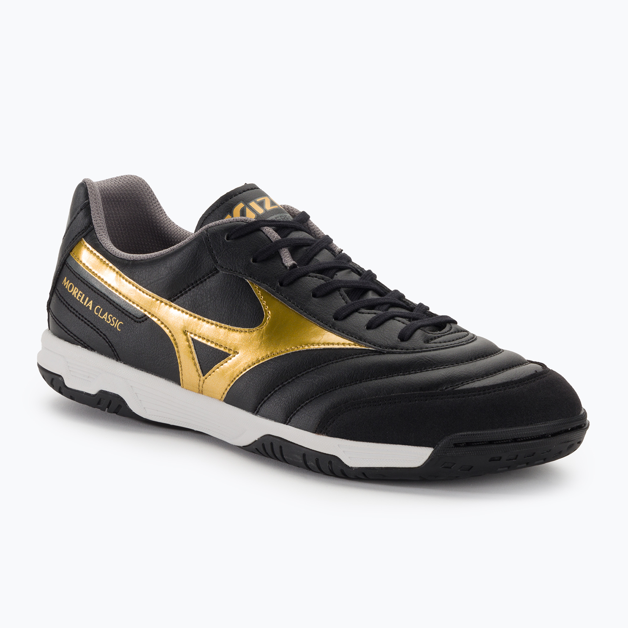30%-kal olcsóbban.  Mizuno Morelia Sala Classic IN fekete/arany/sötét árnyék férfi futballcipő. Méret: 44 EU