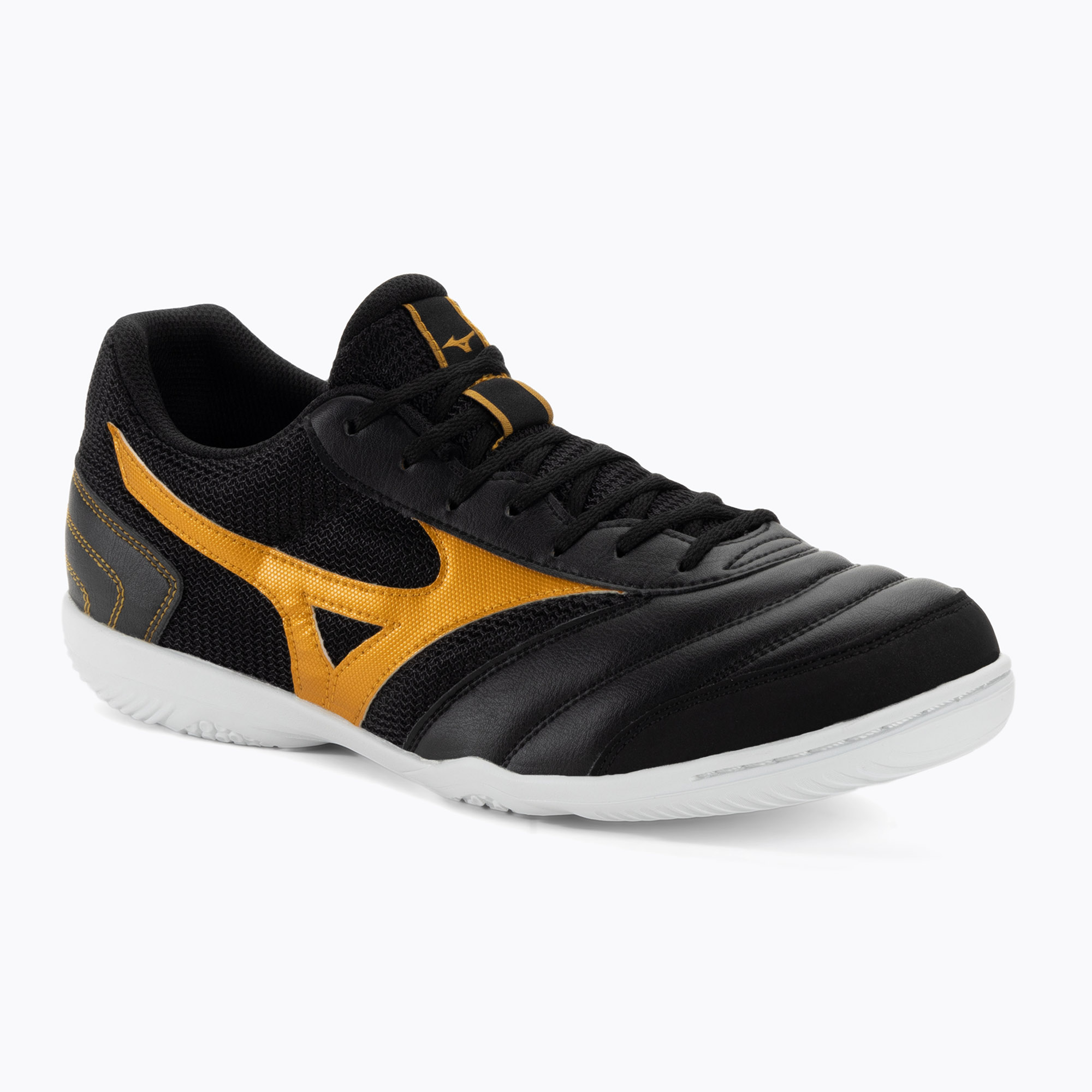 30%-kal olcsóbban.  Férfi futballcipő Mizuno Morelia Sala Club IN fekete/mp arany. Méret: 43 EU